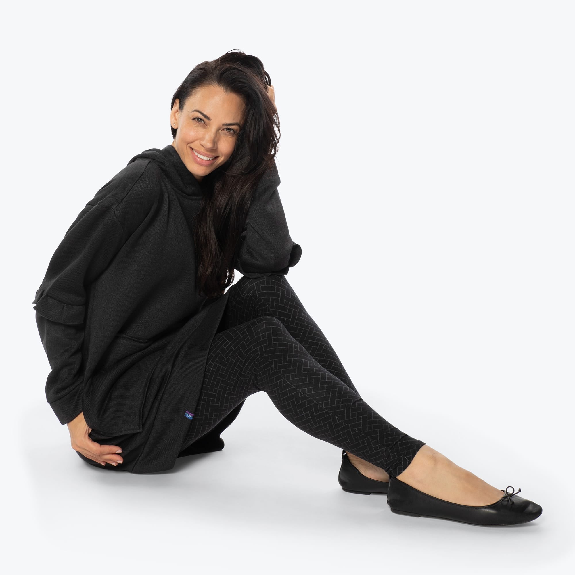 Peekaboo Sweater Fleece Tunic Hoodie - BLACK - PeekabooSweaterFleece_Black_S_01c_a286f034-eb5b-49f2-9f45-59d2d2e39a68