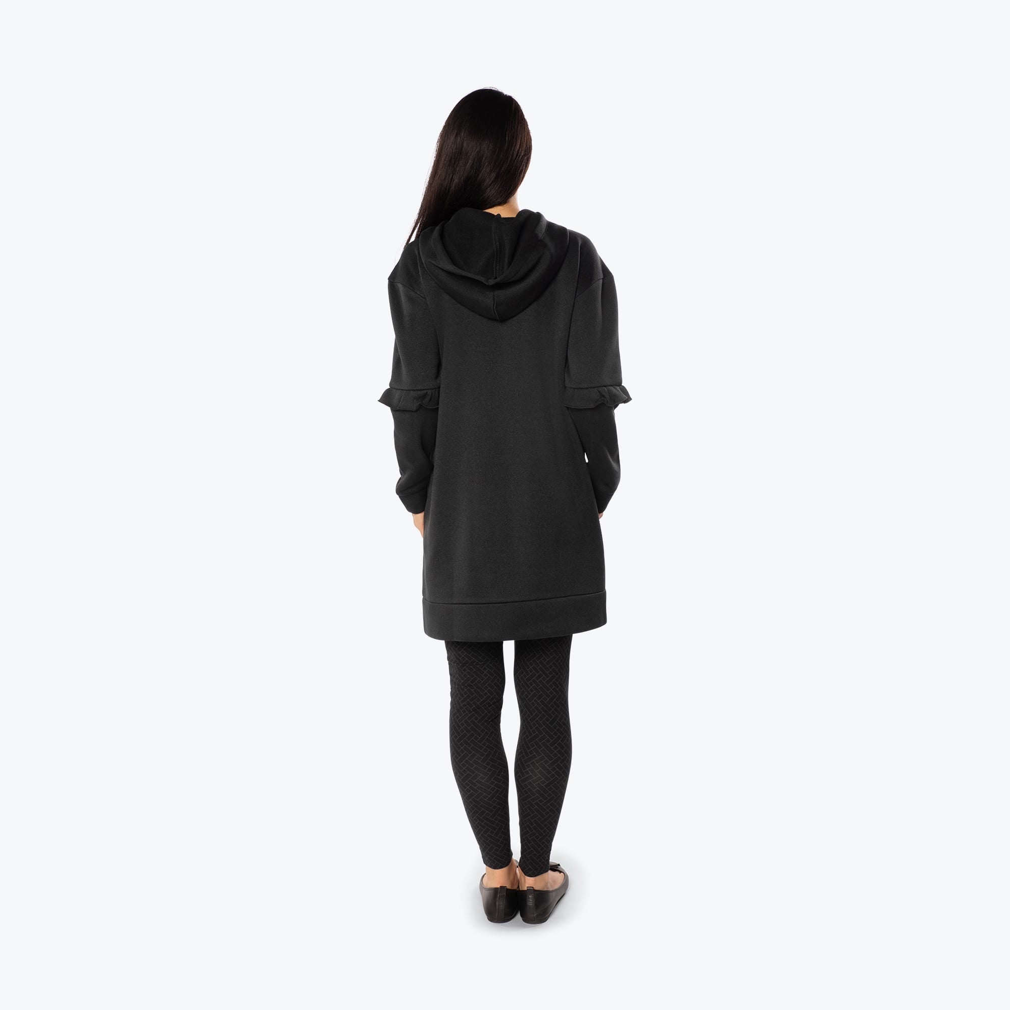 Peekaboo Sweater Fleece Tunic Hoodie - BLACK - PeekabooSweaterFleece_Black_S_02