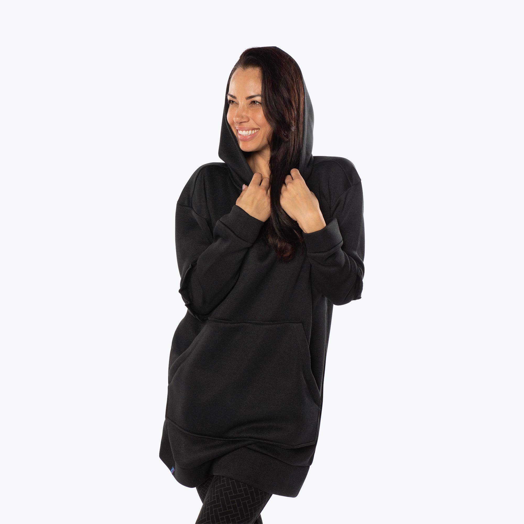 Peekaboo Sweater Fleece Tunic Hoodie - BLACK - PeekabooSweaterFleece_Black_S_03