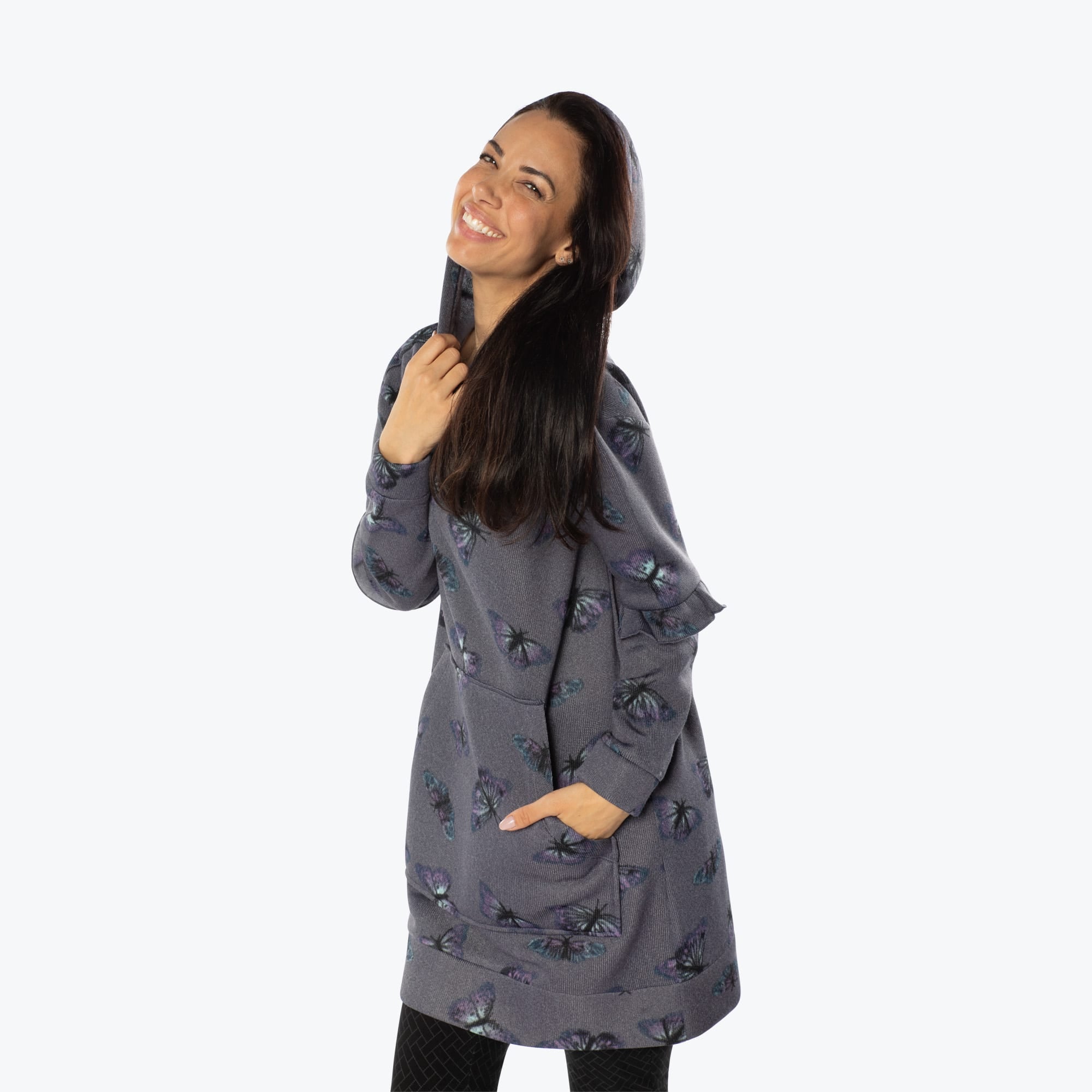 Peekaboo Sweater Fleece Tunic Hoodie - BUTTERFLY GREY - PeekabooSweaterFleece_ButterflyGrey_S_03