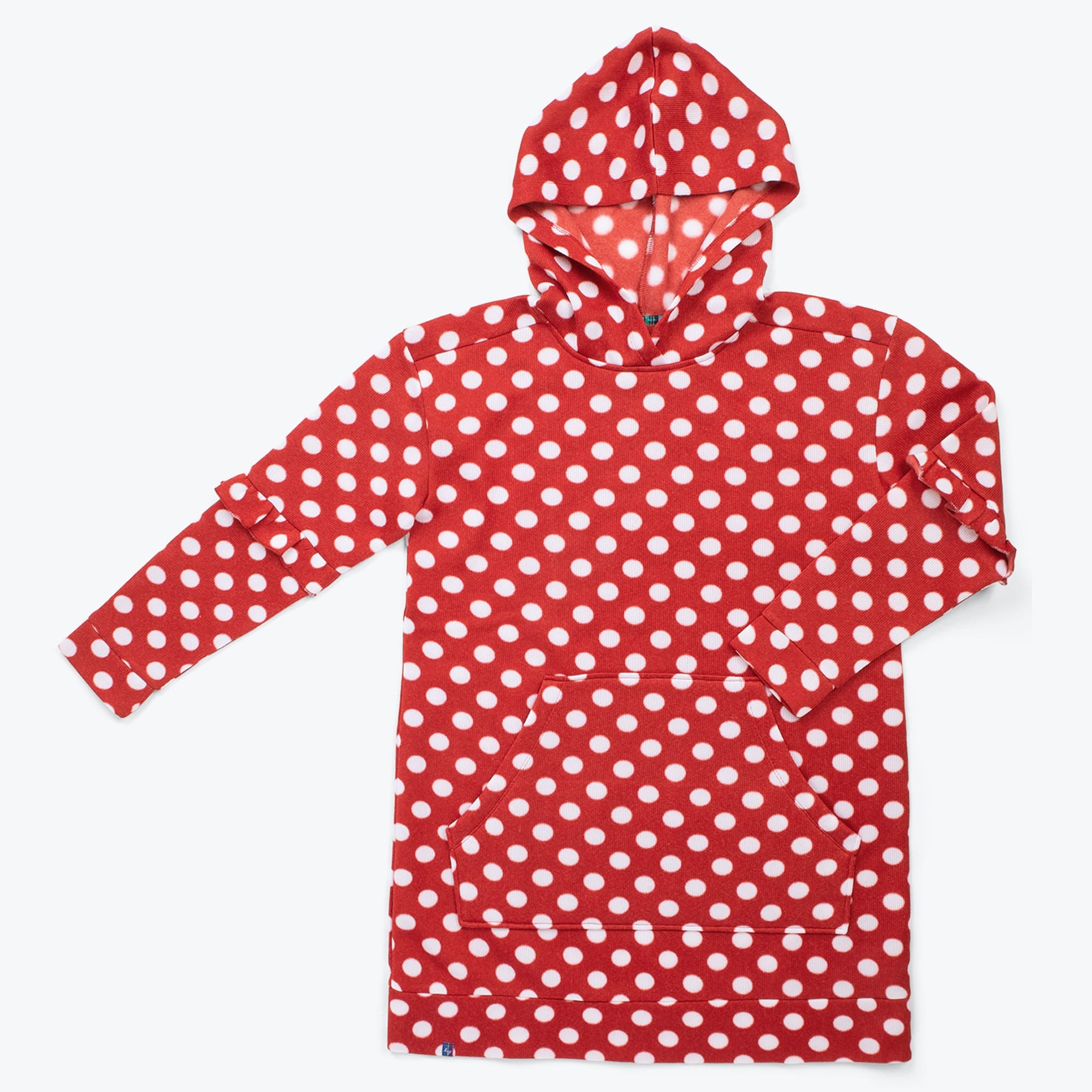 Peekaboo Sweater Fleece Tunic Hoodie - CRIMSON LARGE DOT - PeekabooSweaterFleece_CrimsonLGDot_Flatlay_923ccd12-d209-4946-96e5-4bb2adb84c93