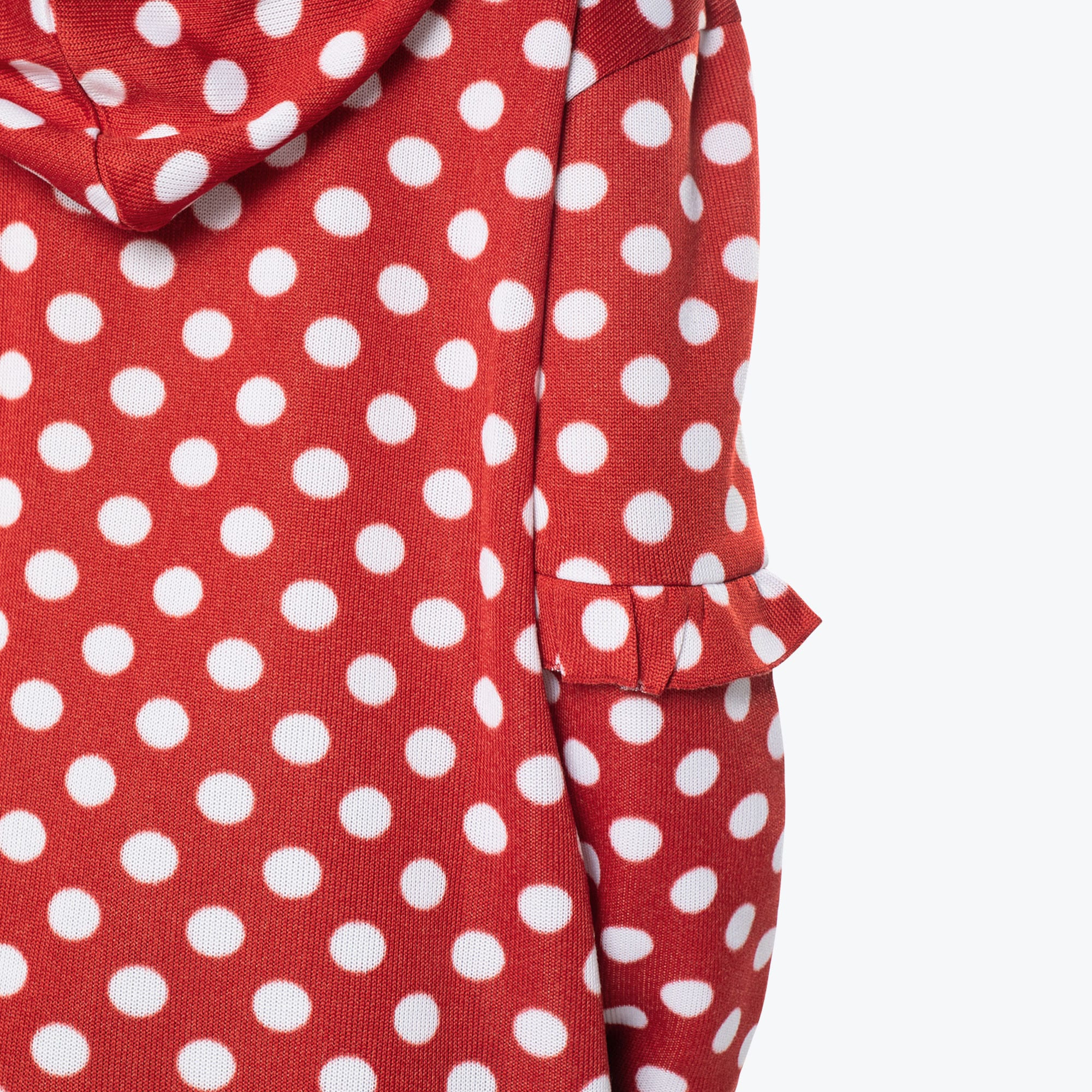 Peekaboo Sweater Fleece Tunic Hoodie - CRIMSON LARGE DOT - PeekabooSweaterFleece_CrimsonLGDot_M_04a