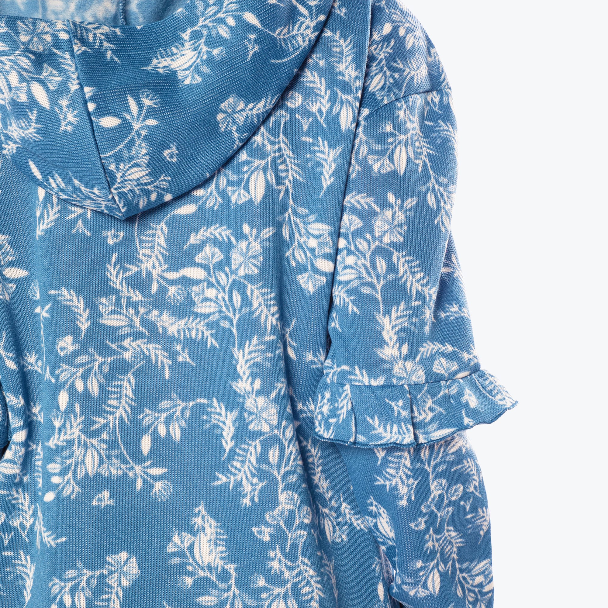 Peekaboo Sweater Fleece Tunic Hoodie - FLOURISH BLUE - PeekabooSweaterFleece_FlourishBlue_S_04a