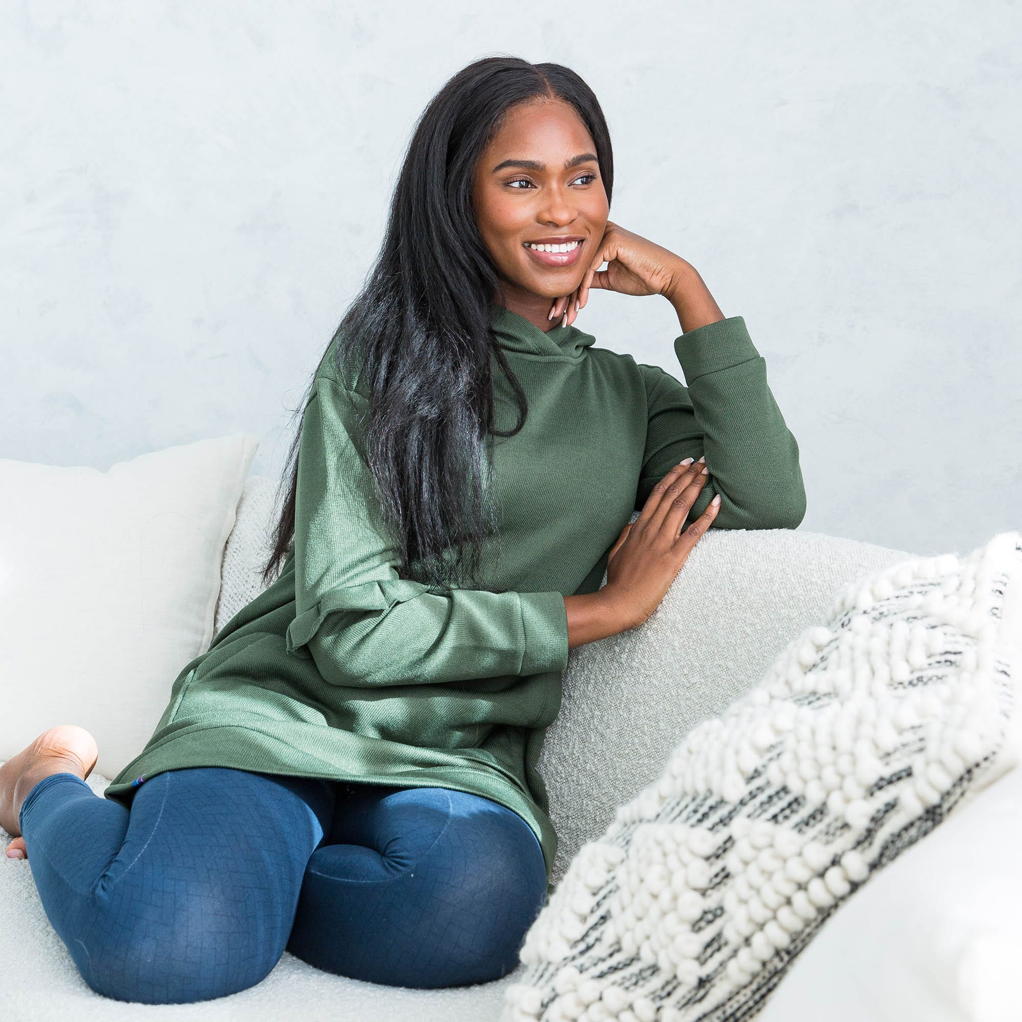 Peekaboo Sweater Fleece Tunic Hoodie - - PeekabooSweaterFleece_Lifestyle_01