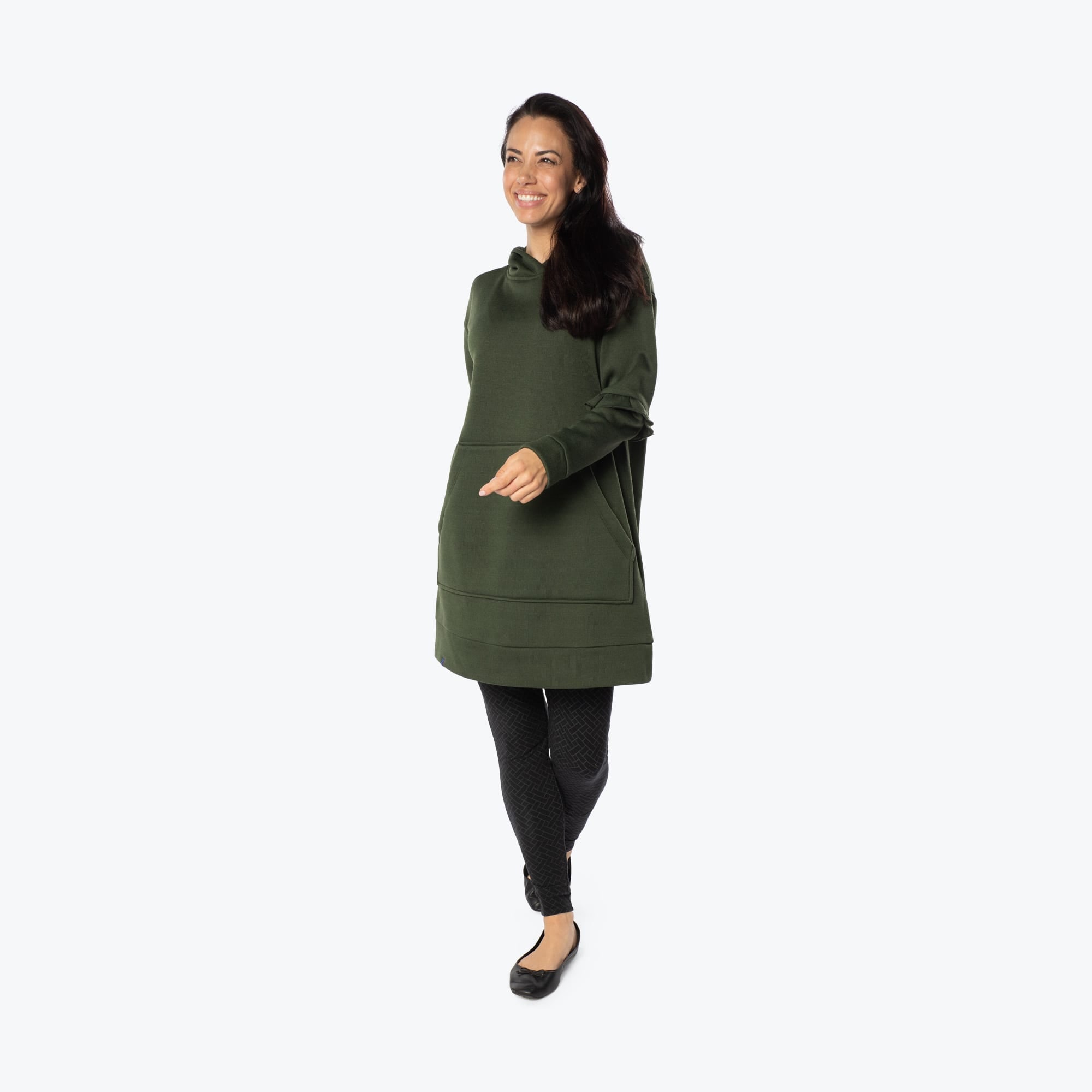 Peekaboo Sweater Fleece Tunic Hoodie - OLIVE GREEN - PeekabooSweaterFleece_OliveGreen_S_01b_8e52b096-b1e1-4aad-9504-bef9a6ff8375
