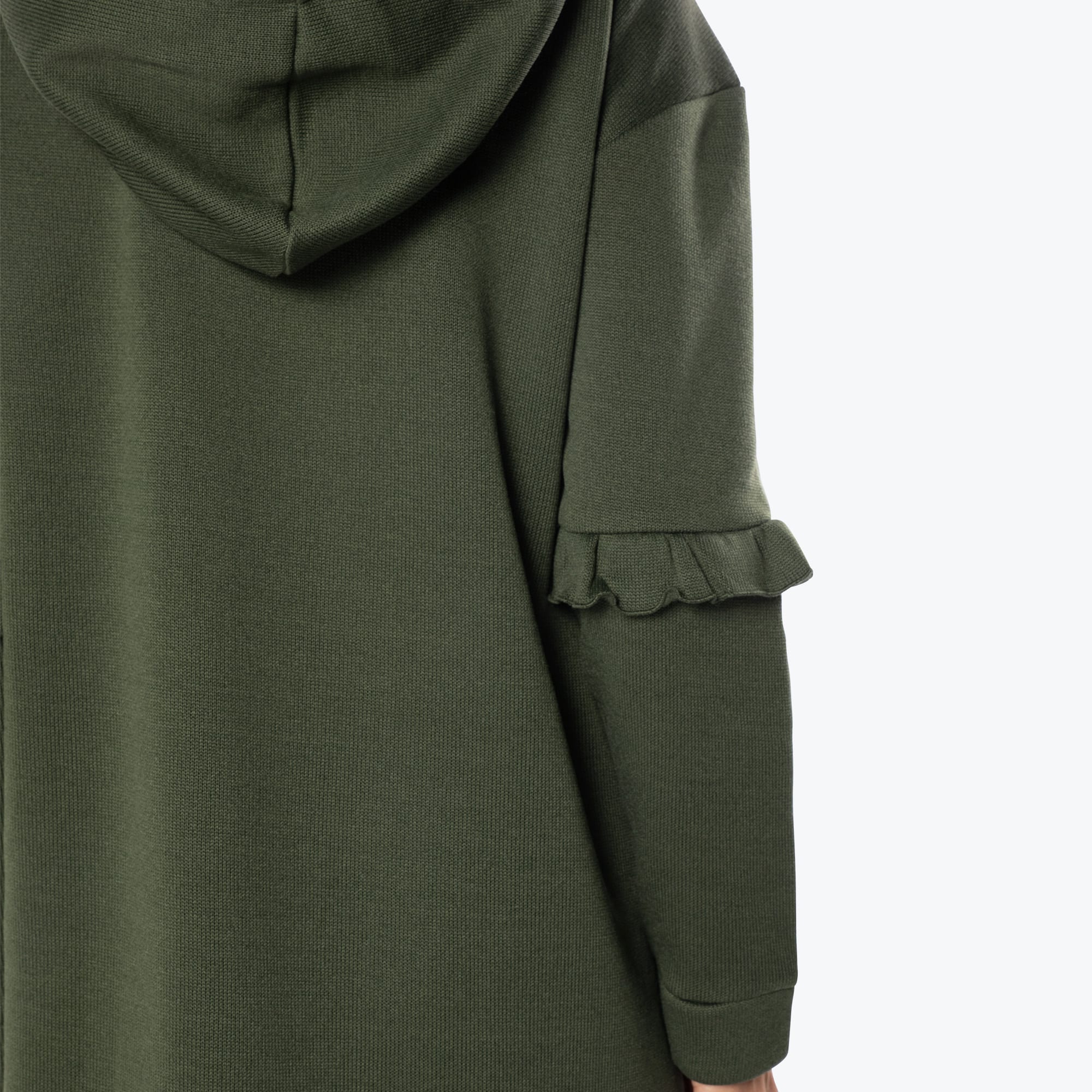 Peekaboo Sweater Fleece Tunic Hoodie - OLIVE GREEN - PeekabooSweaterFleece_OliveGreen_S_04a