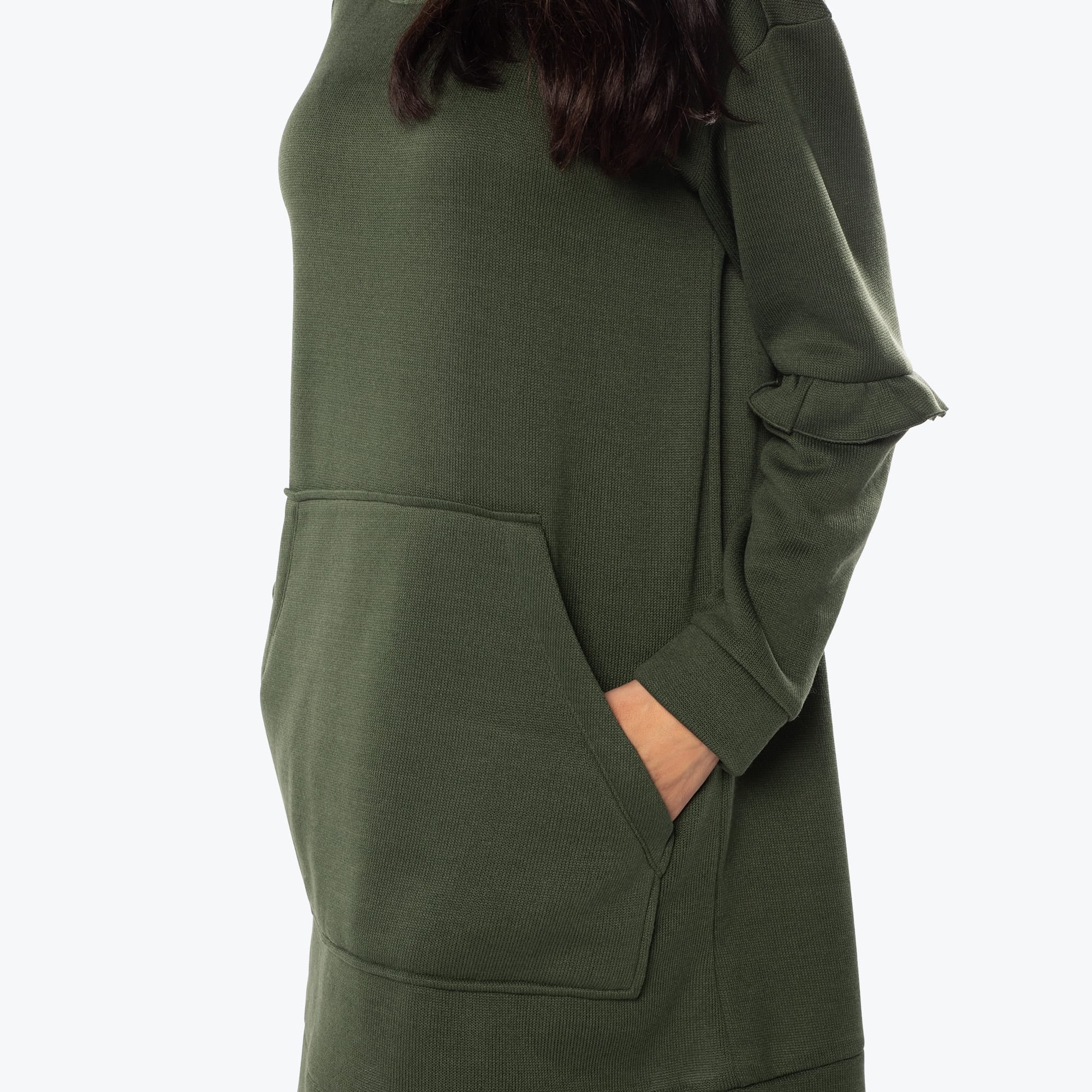 Peekaboo Sweater Fleece Tunic Hoodie - OLIVE GREEN - PeekabooSweaterFleece_OliveGreen_S_04b