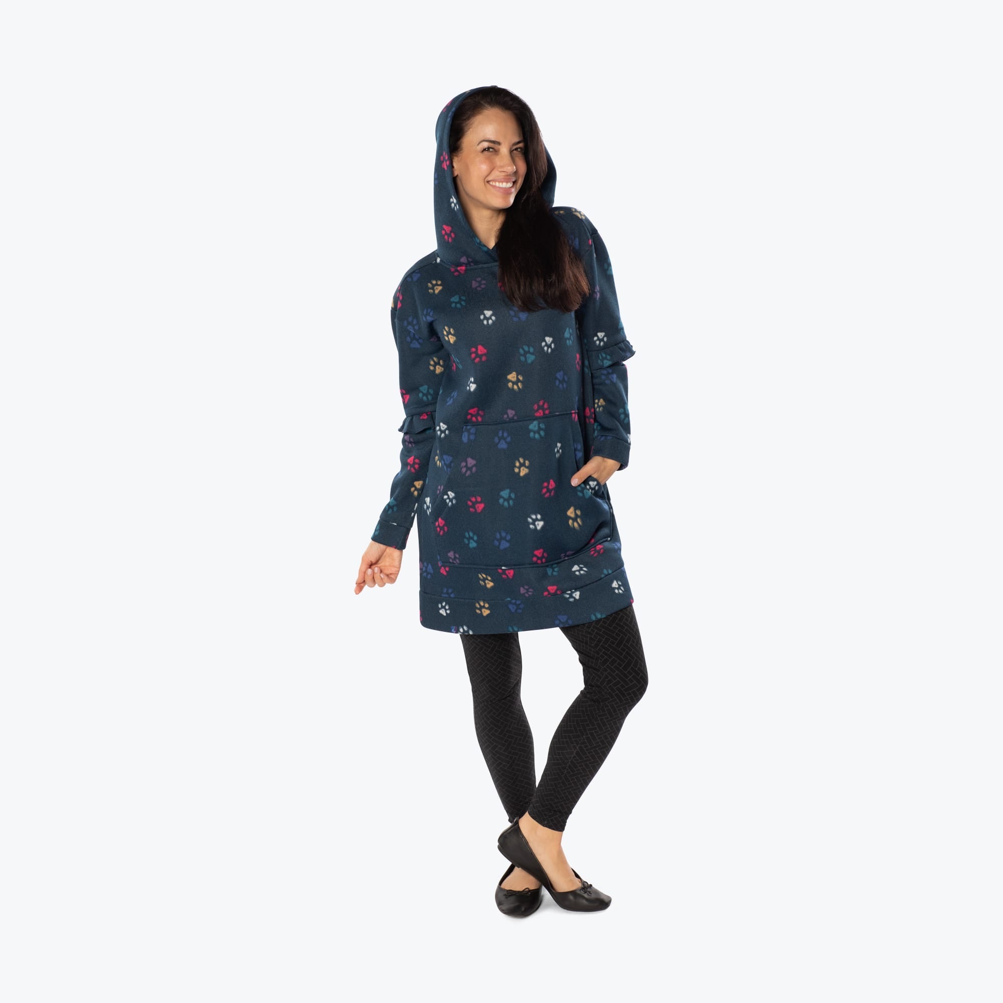 Peekaboo Sweater Fleece Tunic Hoodie - PAWS NAVY - PeekabooSweaterFleece_PawsNavy_S_01b_7bd07472-ec8a-495c-9791-509d321edcc4
