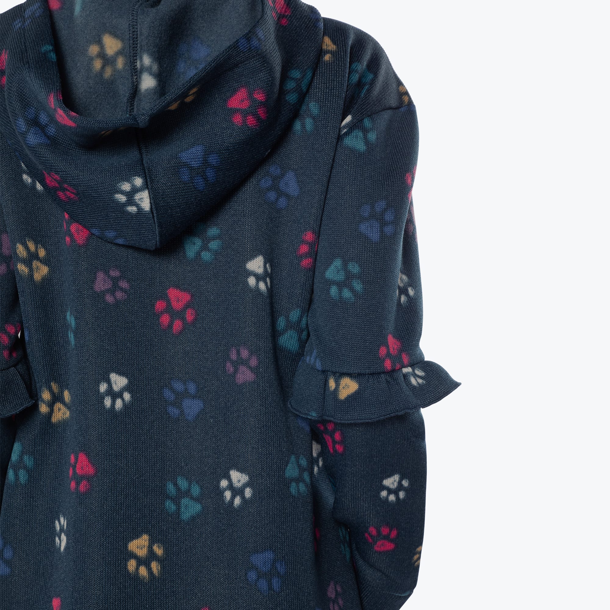 Peekaboo Sweater Fleece Tunic Hoodie - PAWS NAVY - PeekabooSweaterFleece_PawsNavy_S_04a