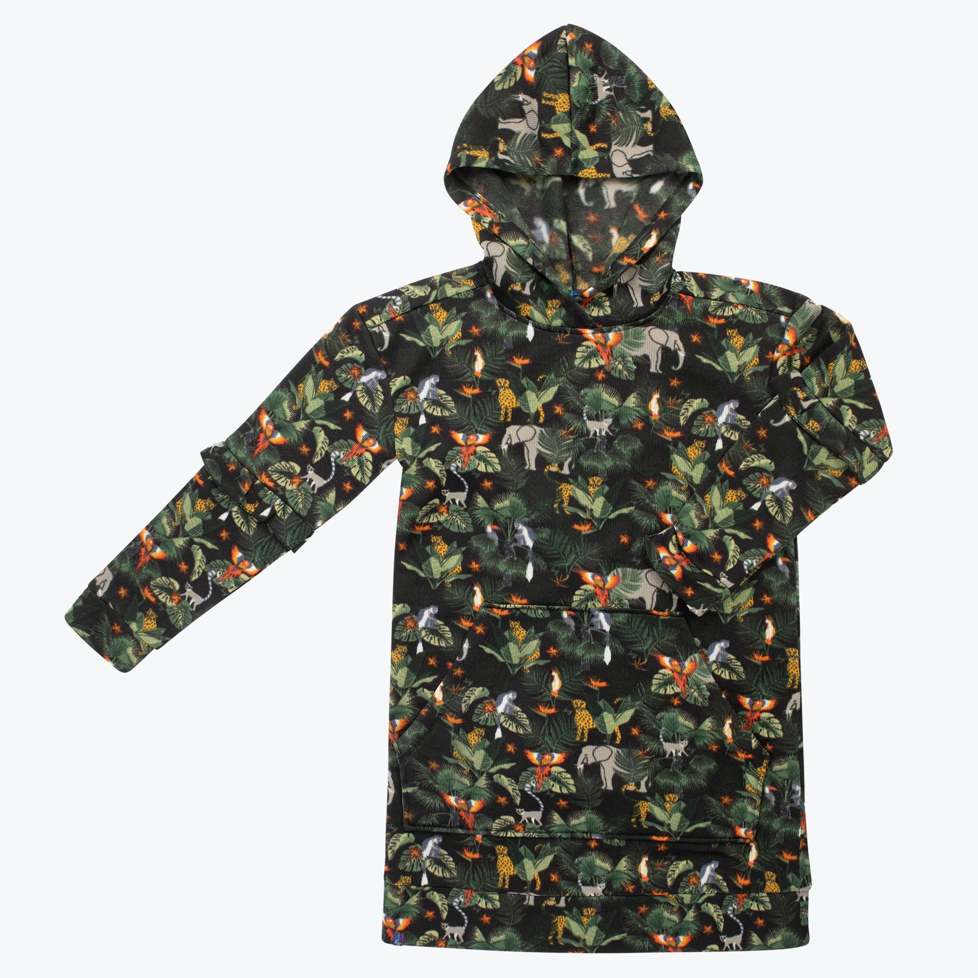 Peekaboo Sweater Fleece Tunic Hoodie - WILDLIFE BLACK - PeekabooSweaterFleece_WildLifeBlack_Flatlay_caac011f-9f8b-4b34-b898-a8e3a756b64e