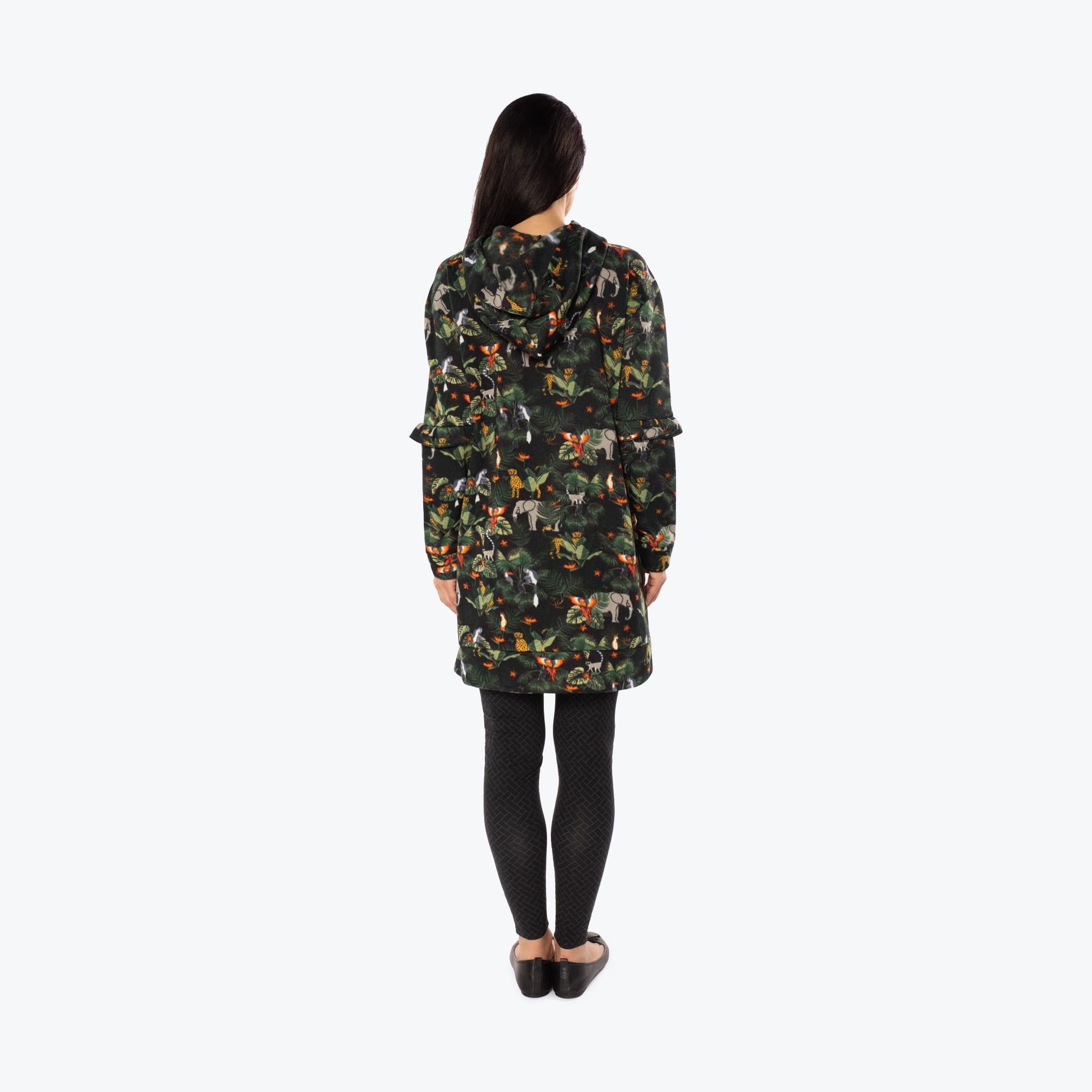 Peekaboo Sweater Fleece Tunic Hoodie - WILDLIFE BLACK - PeekabooSweaterFleece_WildLifeBlack_S_02