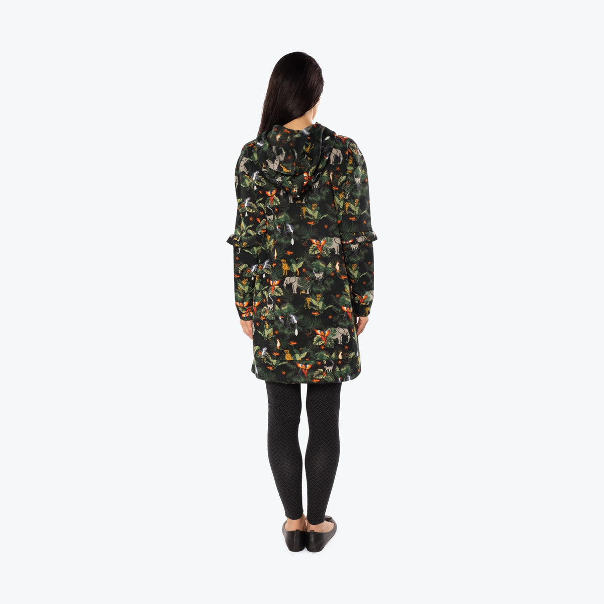 Peekaboo Sweater Fleece Tunic Hoodie - WILDLIFE BLACK - PeekabooSweaterFleece_WildLifeBlack_S_02