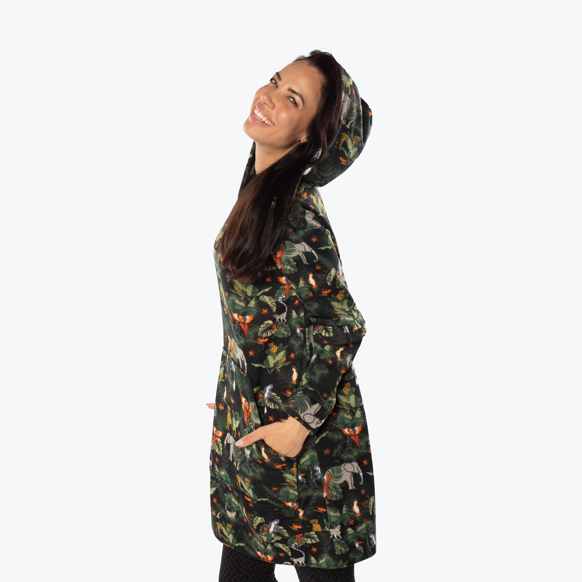 Peekaboo Sweater Fleece Tunic Hoodie - WILDLIFE BLACK - PeekabooSweaterFleece_WildLifeBlack_S_03_dd64ecc9-ad8e-40ee-8bbe-e2cf9027a091