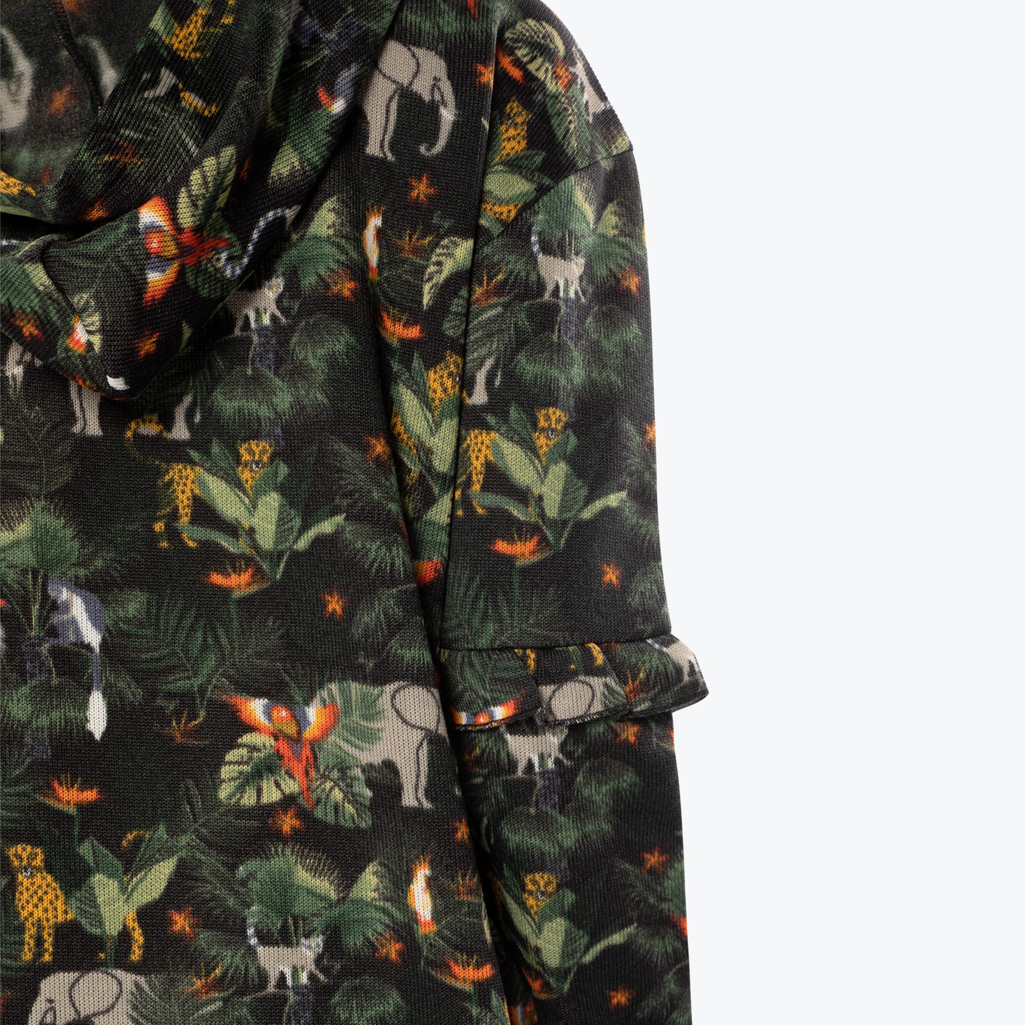 Peekaboo Sweater Fleece Tunic Hoodie - WILDLIFE BLACK - PeekabooSweaterFleece_WildLifeBlack_S_04a