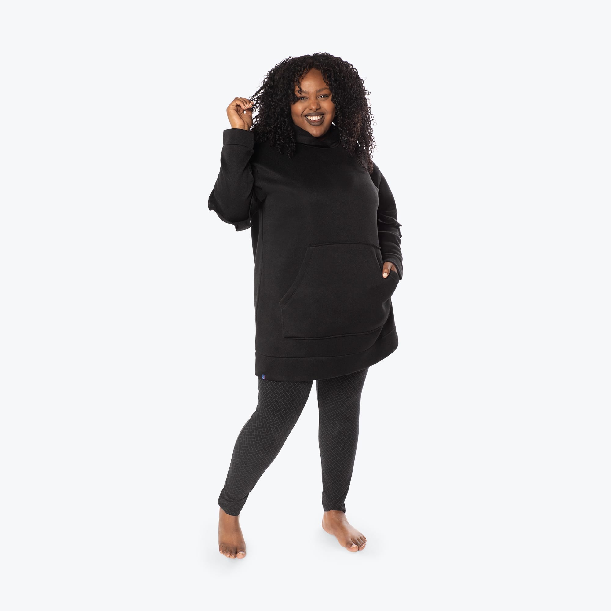 Peekaboo Sweater Fleece Tunic Hoodie - BLACK - PeekabooSweaterFleece_XL_Black_XL_01a_8cf5670f-8250-4b3e-b1e6-e57e955966d3