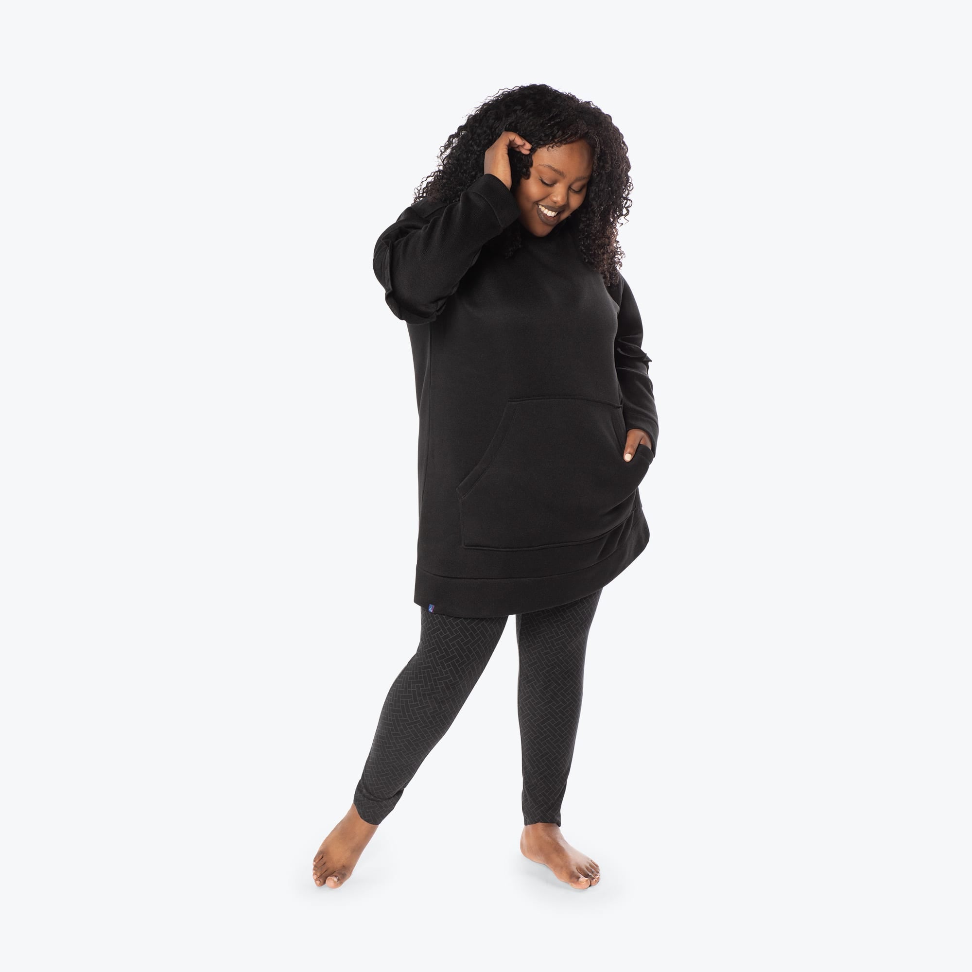 Peekaboo Sweater Fleece Tunic Hoodie - BLACK - PeekabooSweaterFleece_XL_Black_XL_01b_4c0cf3aa-85fb-40fd-a181-687d3a079f71