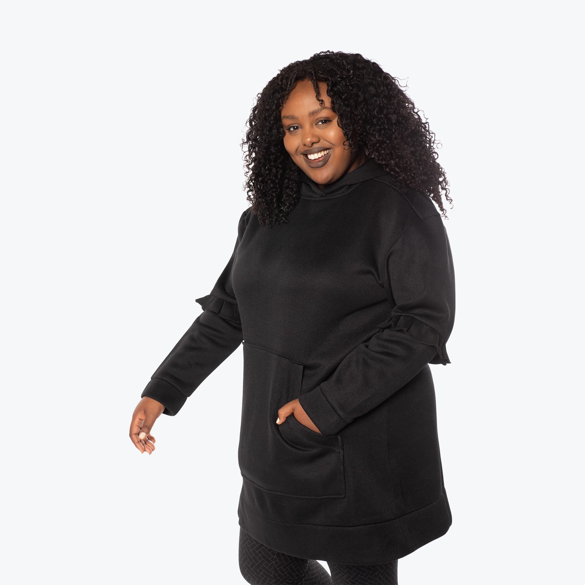 Peekaboo Sweater Fleece Tunic Hoodie - BLACK - PeekabooSweaterFleece_XL_Black_XL_03_9e816d37-bf6c-4456-9982-a0a3afaace6b