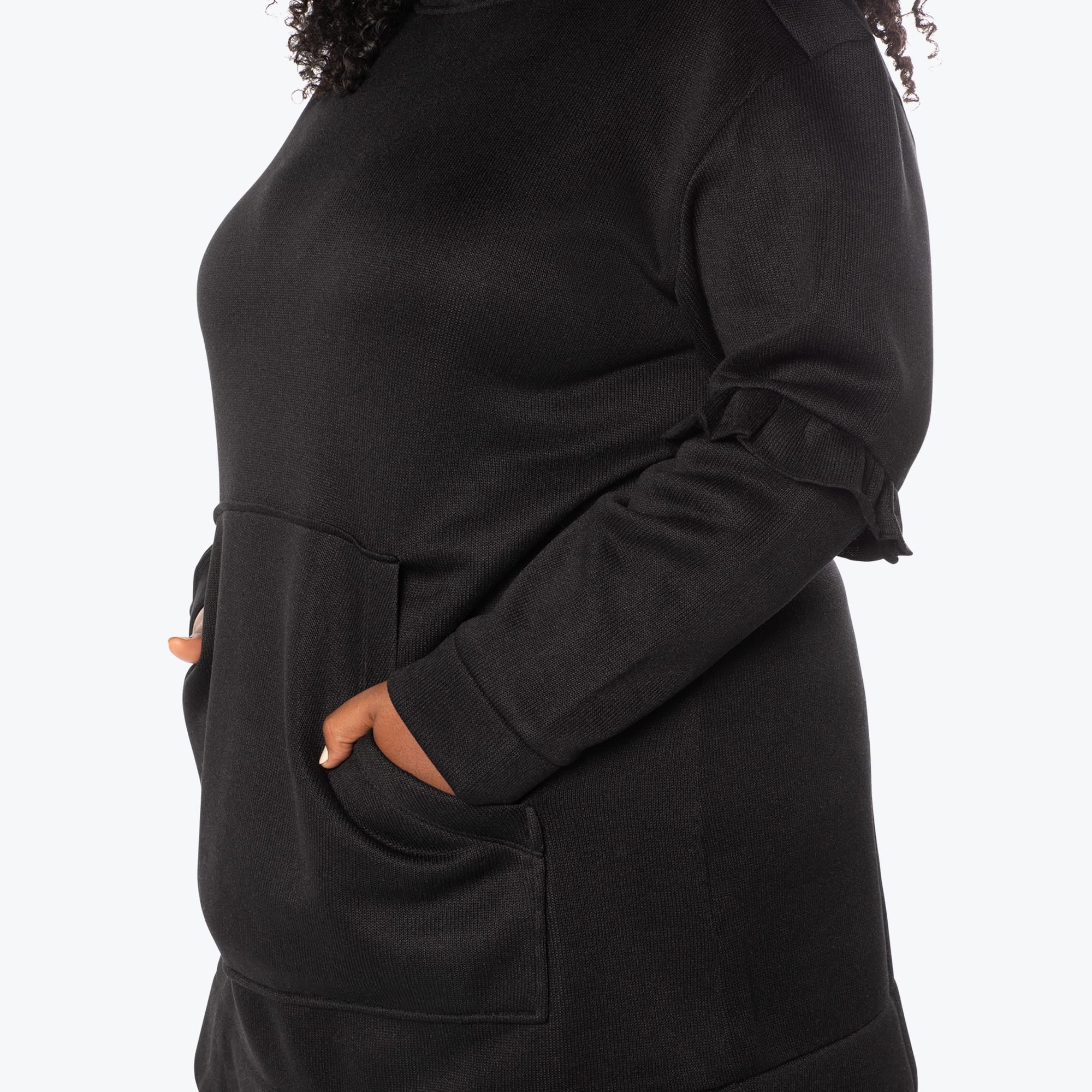 Peekaboo Sweater Fleece Tunic Hoodie - BLACK - PeekabooSweaterFleece_XL_Black_XL_04b