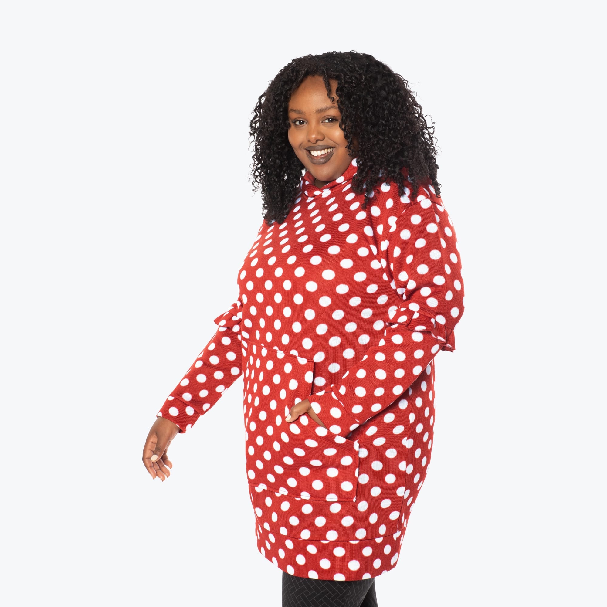 Peekaboo Sweater Fleece Tunic Hoodie - CRIMSON LARGE DOT - PeekabooSweaterFleece_XL_CrimsonLGDot_XL_03_e70e5e53-8e1b-46bd-9121-883727996ecd