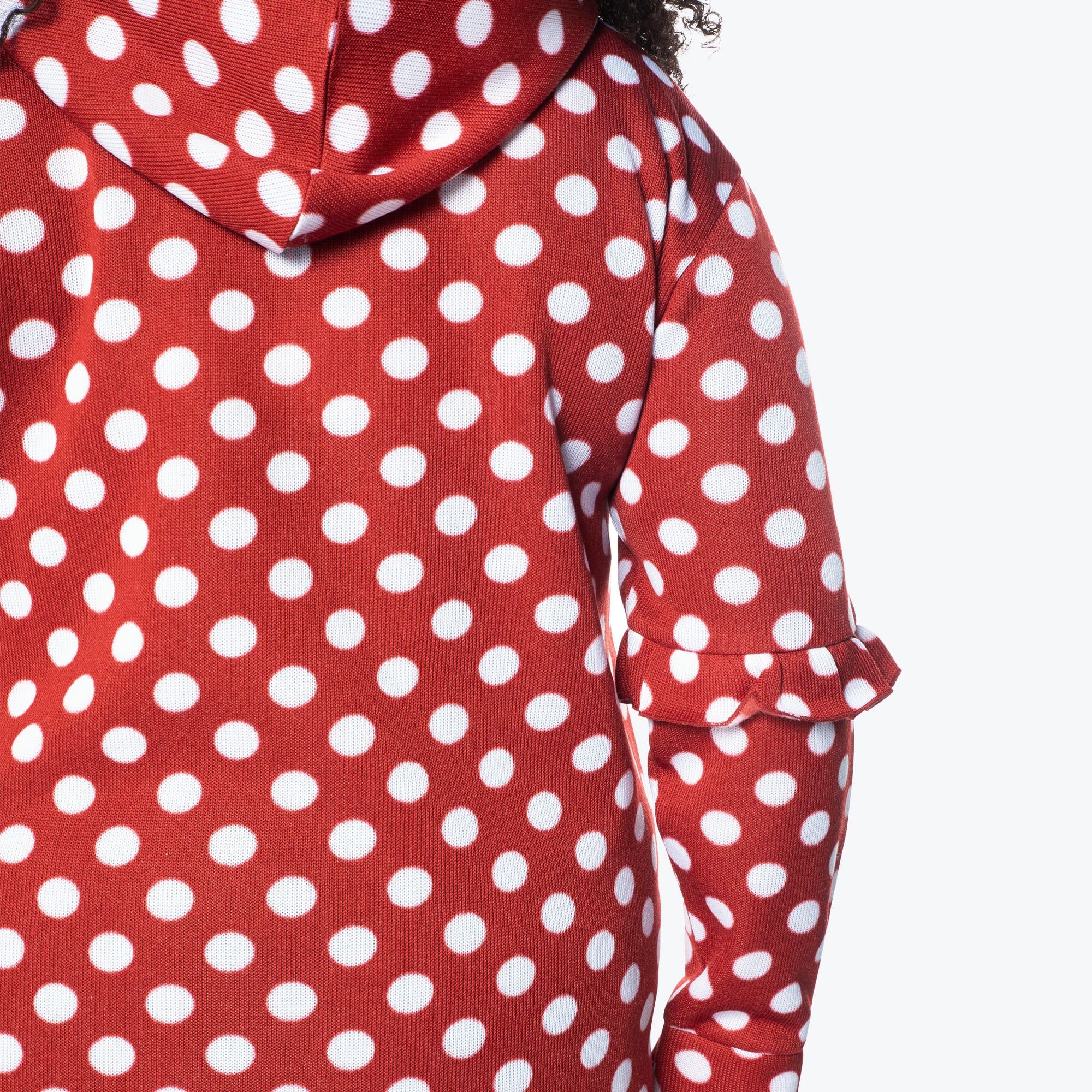 Peekaboo Sweater Fleece Tunic Hoodie - CRIMSON LARGE DOT - PeekabooSweaterFleece_XL_CrimsonLGDot_XL_04a