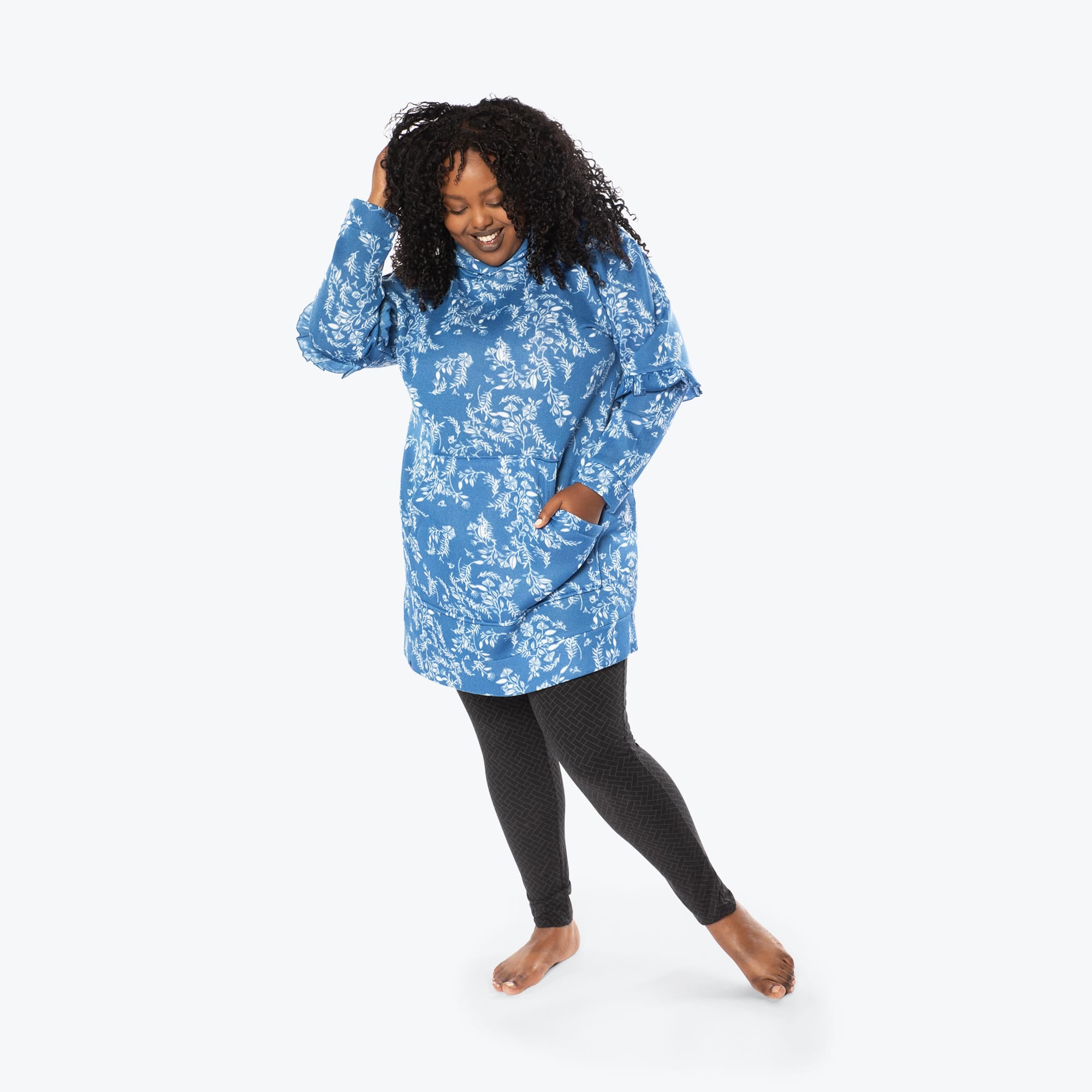 Peekaboo Sweater Fleece Tunic Hoodie - FLOURISH BLUE - PeekabooSweaterFleece_XL_FlourishBlue_XL_01b_03109804-f9ba-44e6-9391-796bdcf7db72