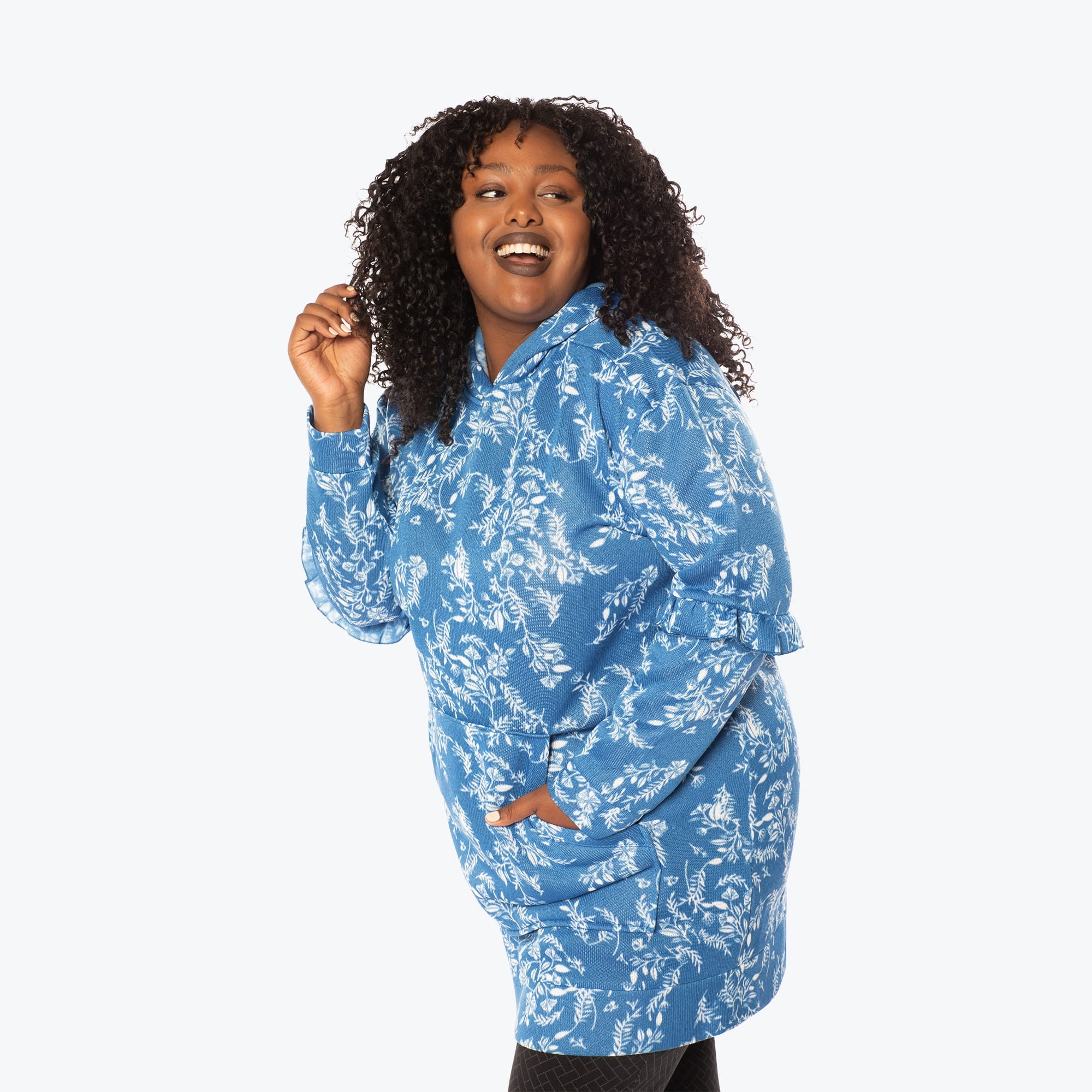 Peekaboo Sweater Fleece Tunic Hoodie - FLOURISH BLUE - PeekabooSweaterFleece_XL_FlourishBlue_XL_03_ca84cea0-d4ac-4553-b3ff-039563d831c0
