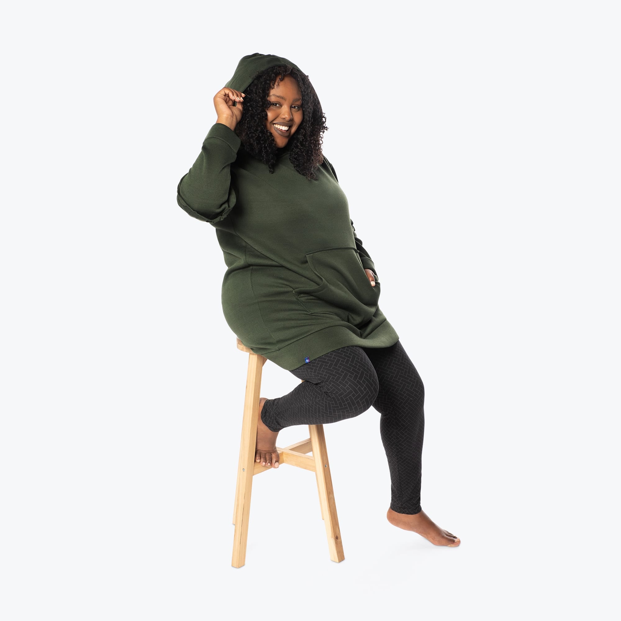 Peekaboo Sweater Fleece Tunic Hoodie - OLIVE GREEN - PeekabooSweaterFleece_XL_OliveGreen_XL_01c_79004dbb-7dad-457c-96b2-4ebb716d4abc