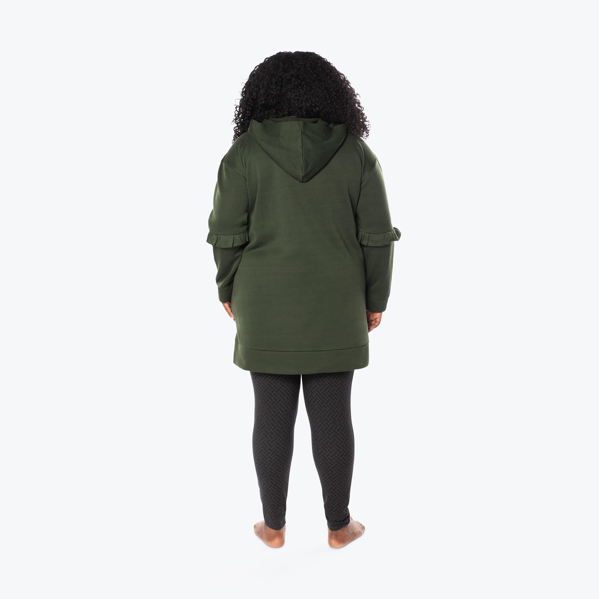 Peekaboo Sweater Fleece Tunic Hoodie - OLIVE GREEN - PeekabooSweaterFleece_XL_OliveGreen_XL_02