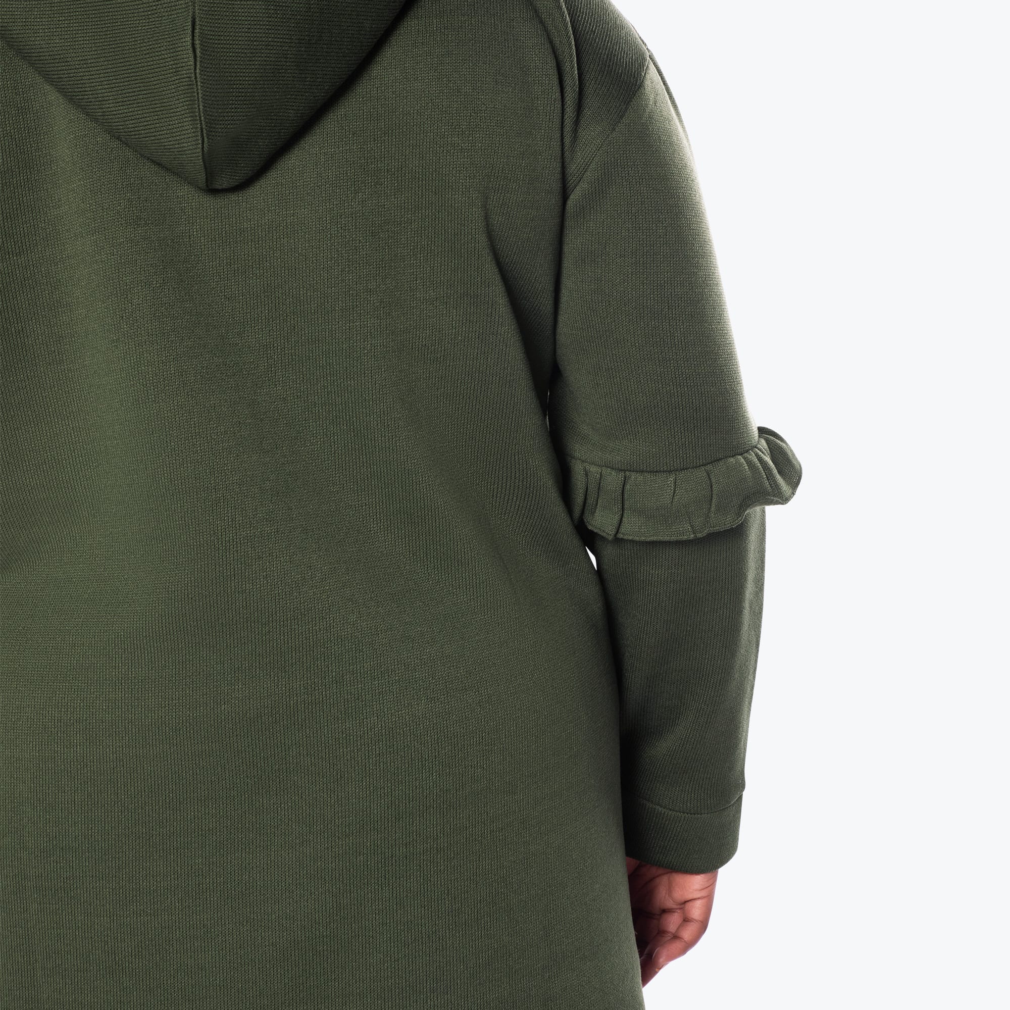 Peekaboo Sweater Fleece Tunic Hoodie - OLIVE GREEN - PeekabooSweaterFleece_XL_OliveGreen_XL_04a