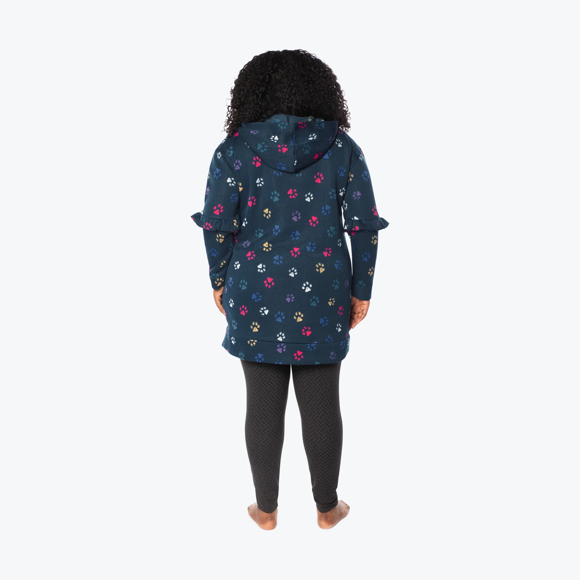 Peekaboo Sweater Fleece Tunic Hoodie - PAWS NAVY - PeekabooSweaterFleece_XL_PawsNavy_XL_02