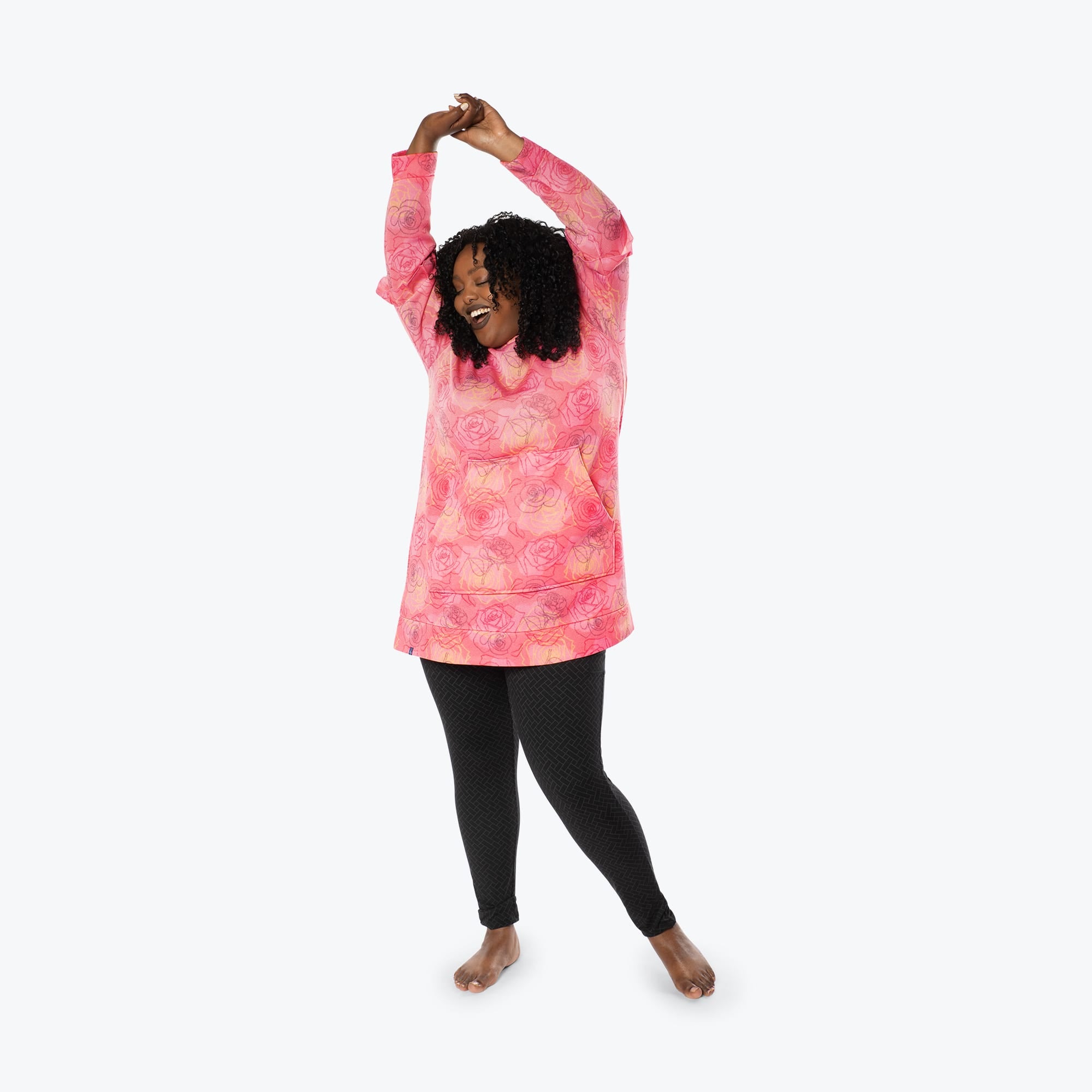 Peekaboo Sweater Fleece Tunic Hoodie - SERENITY ROSE - PeekabooSweaterFleece_XL_SerenityRose_XL_01a