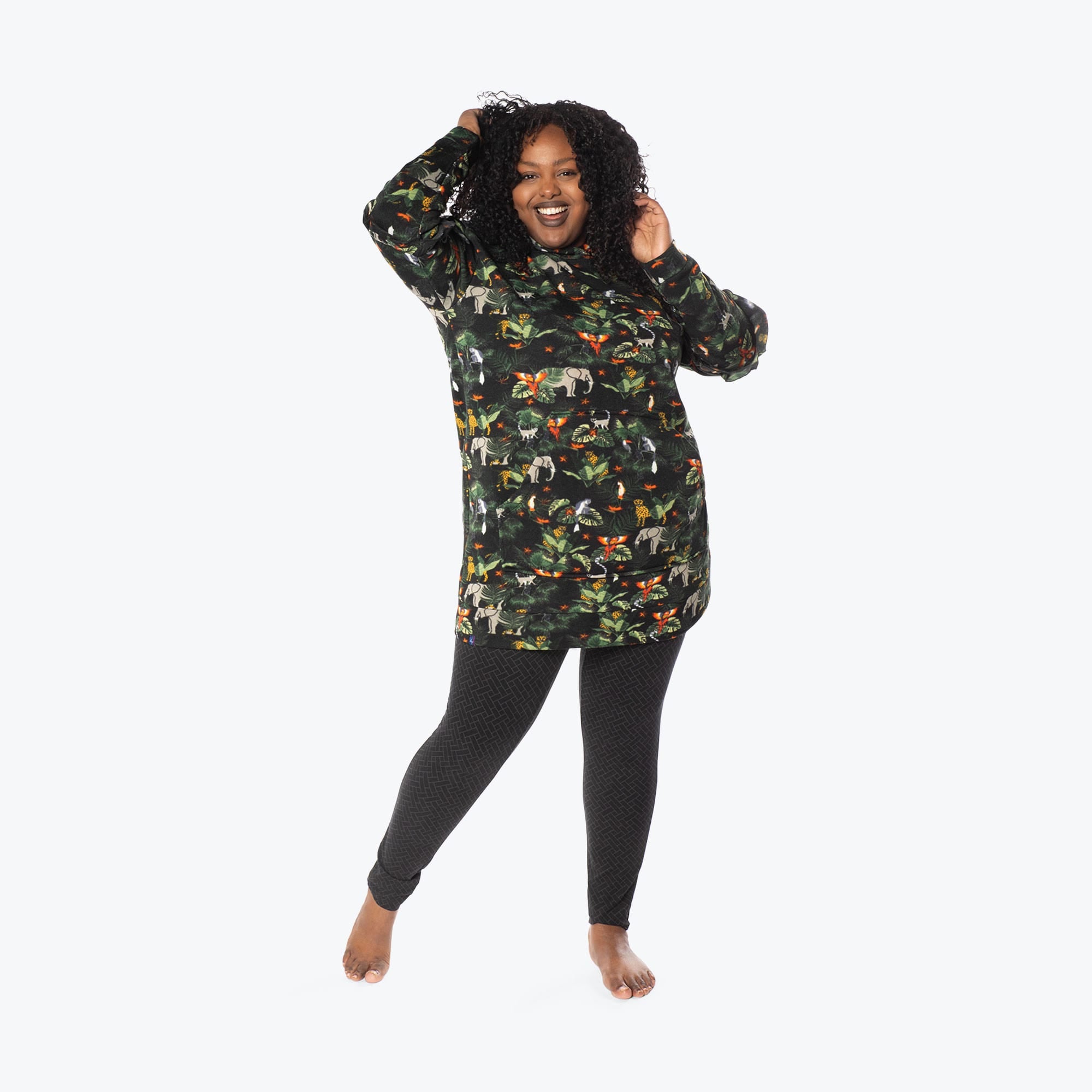 Peekaboo Sweater Fleece Tunic Hoodie - WILDLIFE BLACK - PeekabooSweaterFleece_XL_WildlifeBlack_XL_01b