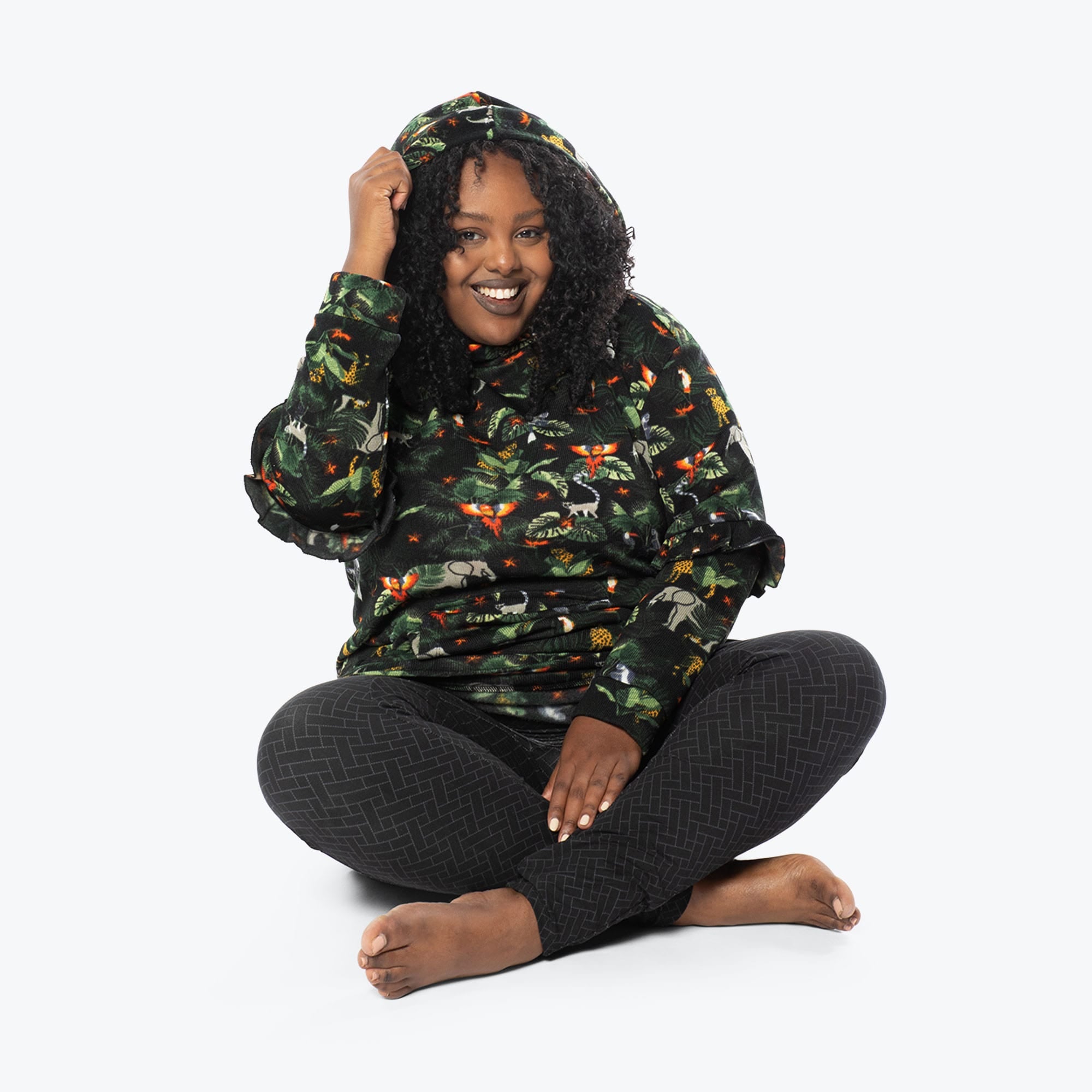 Peekaboo Sweater Fleece Tunic Hoodie - WILDLIFE BLACK - PeekabooSweaterFleece_XL_WildlifeBlack_XL_01d_8e25b580-7589-4fe0-8fe9-3d32e39616a2