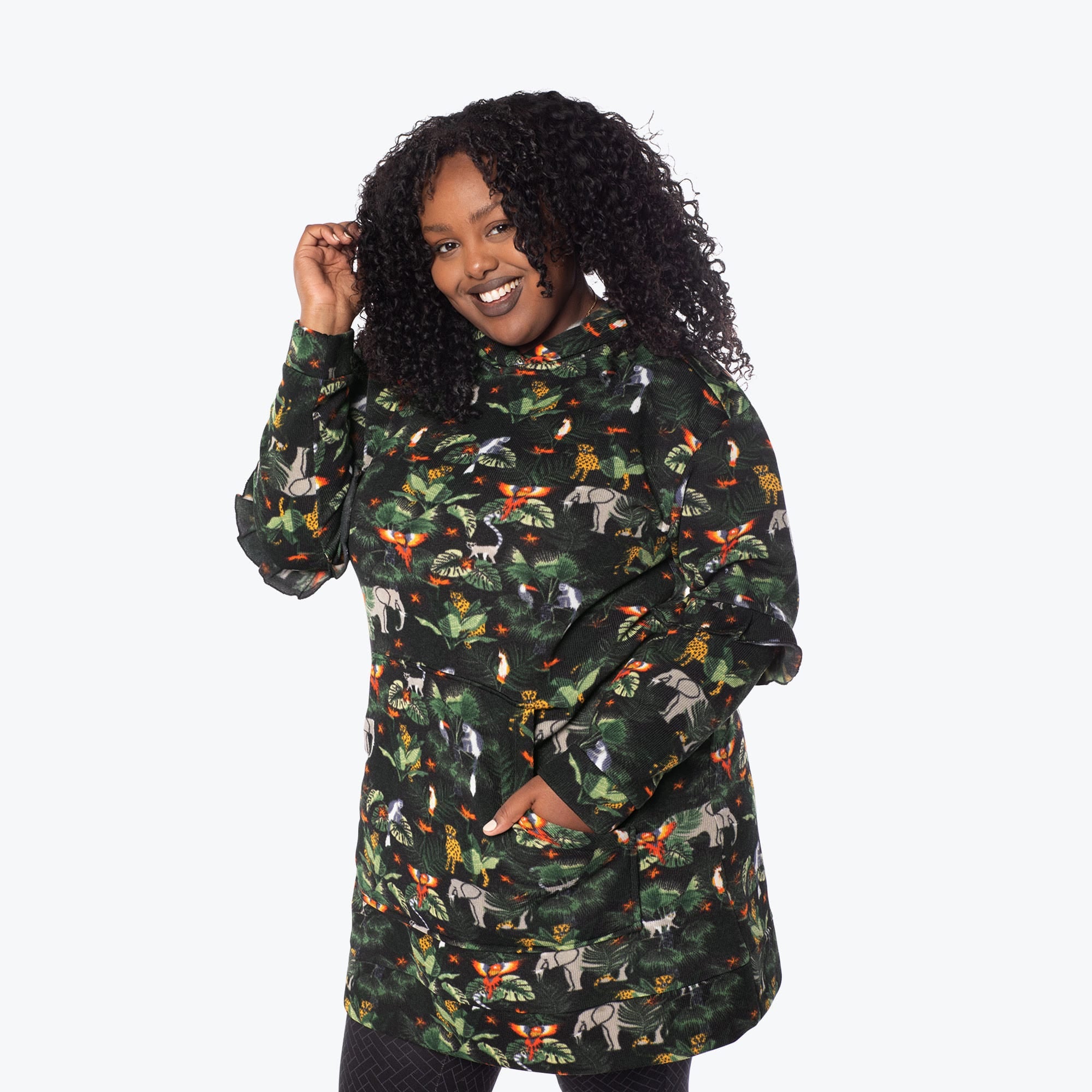 Peekaboo Sweater Fleece Tunic Hoodie - WILDLIFE BLACK - PeekabooSweaterFleece_XL_WildlifeBlack_XL_03_4b44d114-72fb-4baa-ab78-7c652a38252e