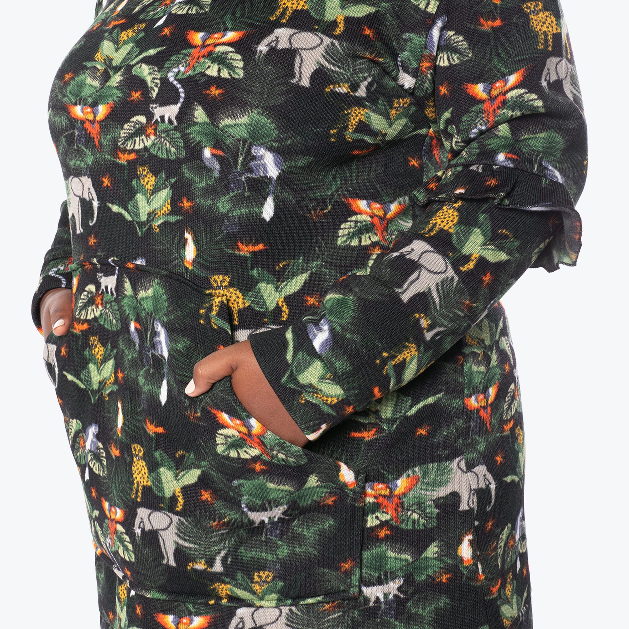 Peekaboo Sweater Fleece Tunic Hoodie - WILDLIFE BLACK - PeekabooSweaterFleece_XL_WildlifeBlack_XL_04a