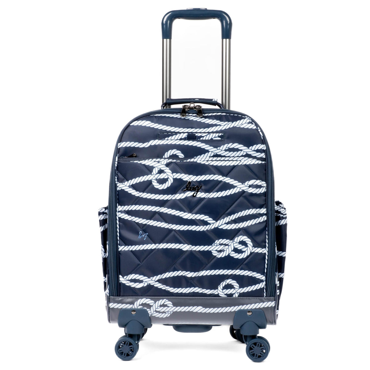 blue luggage bag