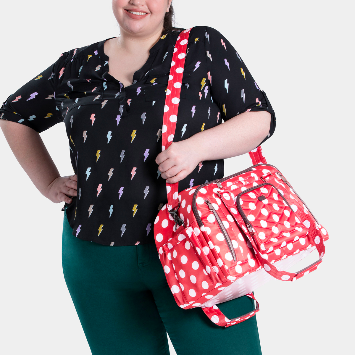 Propeller 2 Overnight Bag - CRIMSON LARGE DOT - Propeller2_CrimsonLgDot_Model