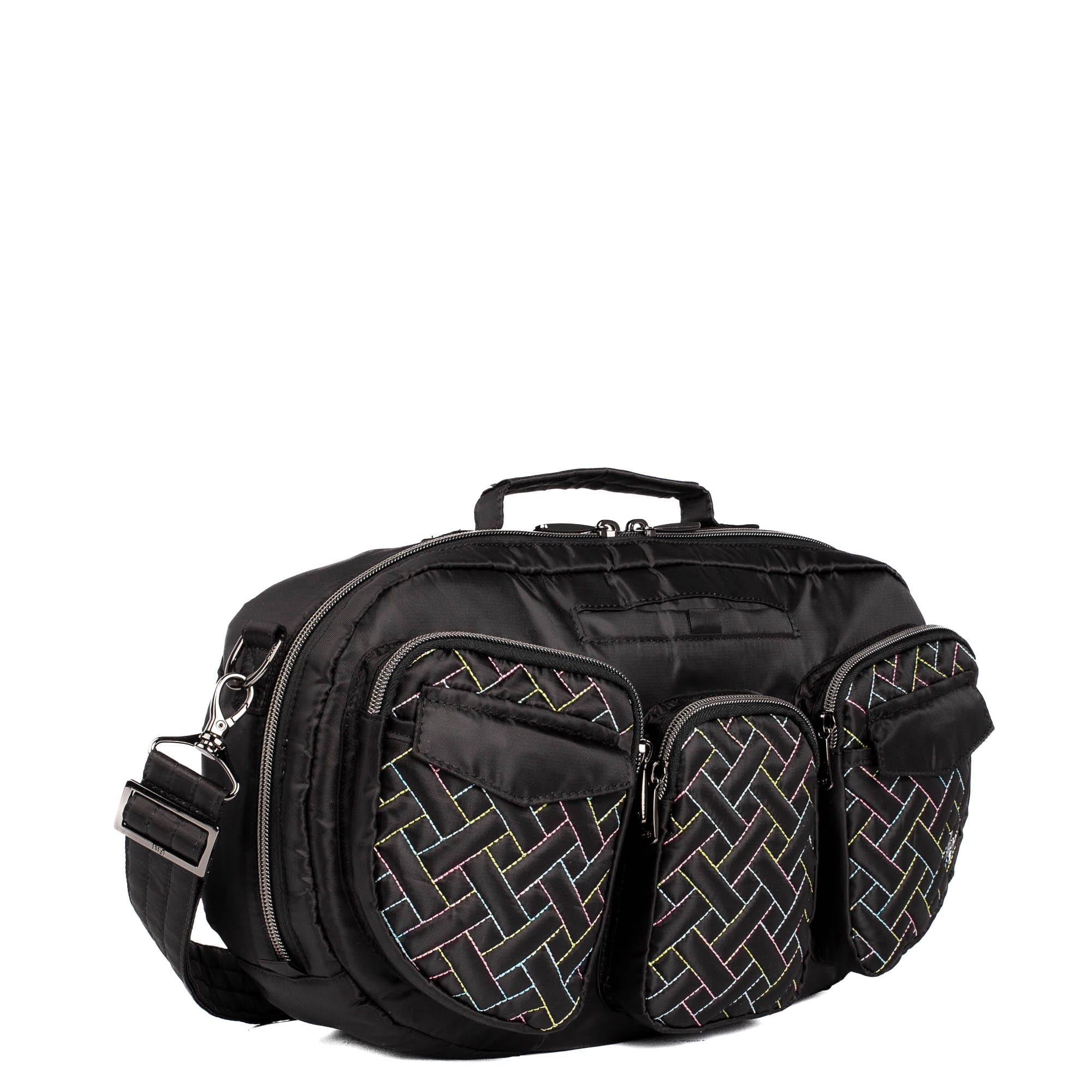 Railcar Crossbody Bag - BLACK ICEPOP STITCH - Railcar_BlackWithRainbow_02
