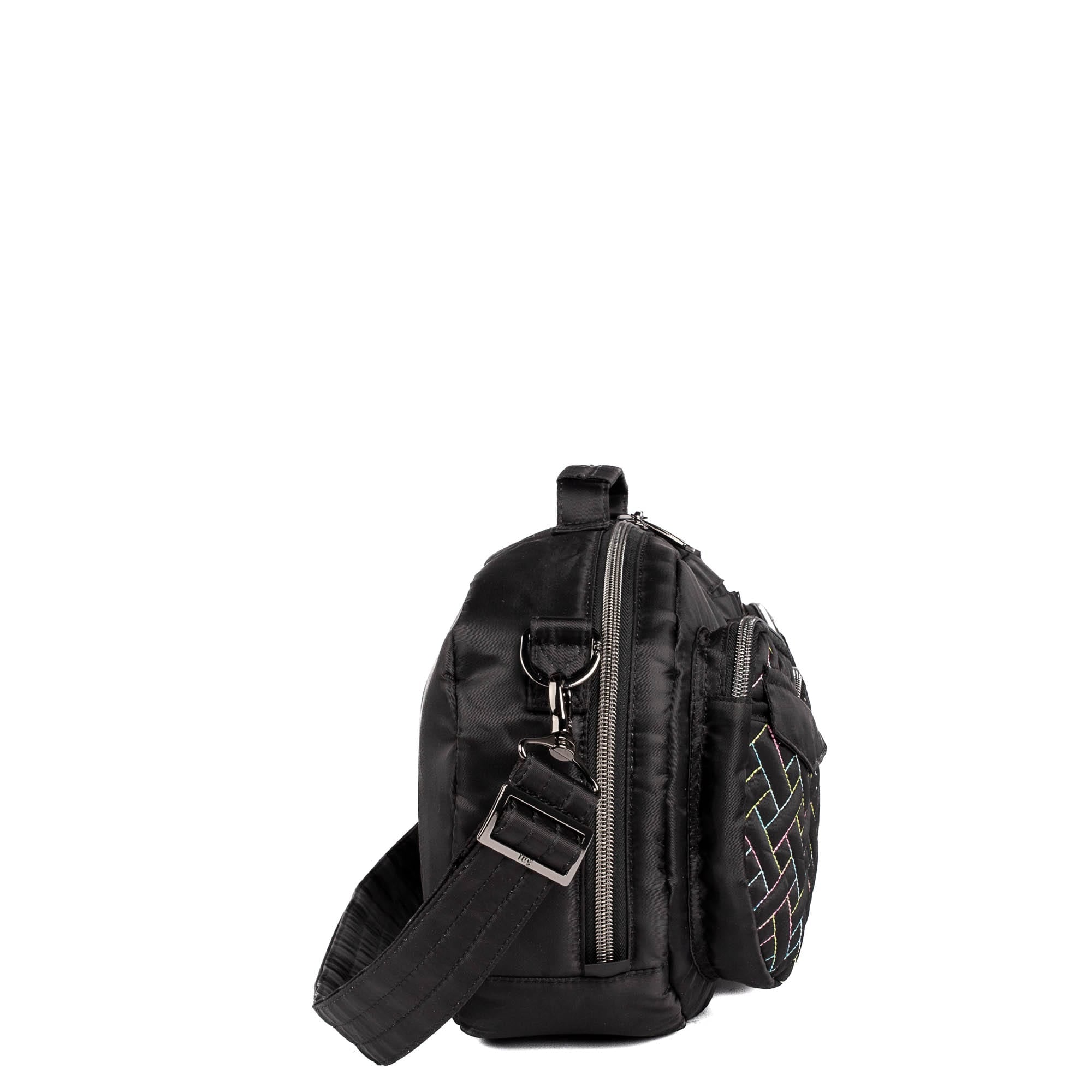 Railcar Crossbody Bag - BLACK ICEPOP STITCH - Railcar_BlackWithRainbow_03