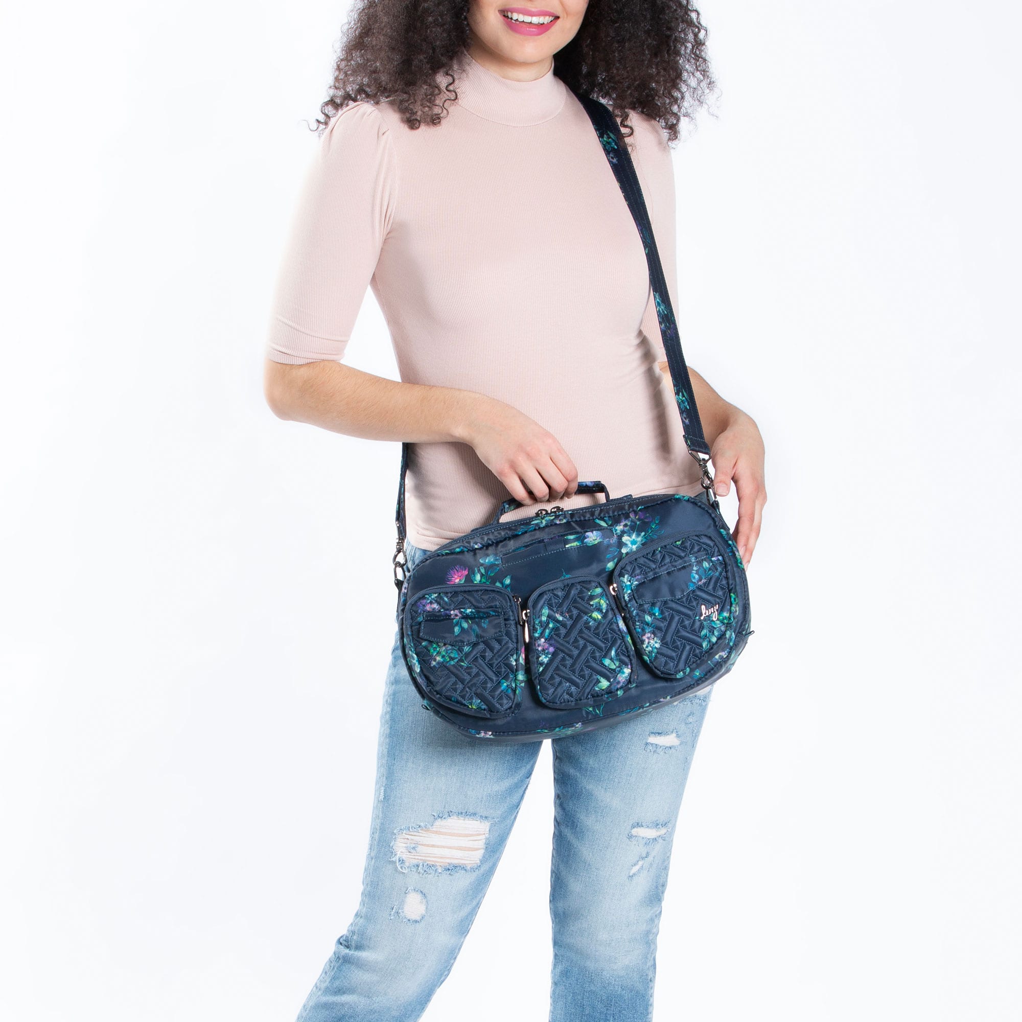 Railcar Crossbody Bag - BUTTERFLY GREY - Railcar_ButterfleyGrey_Model