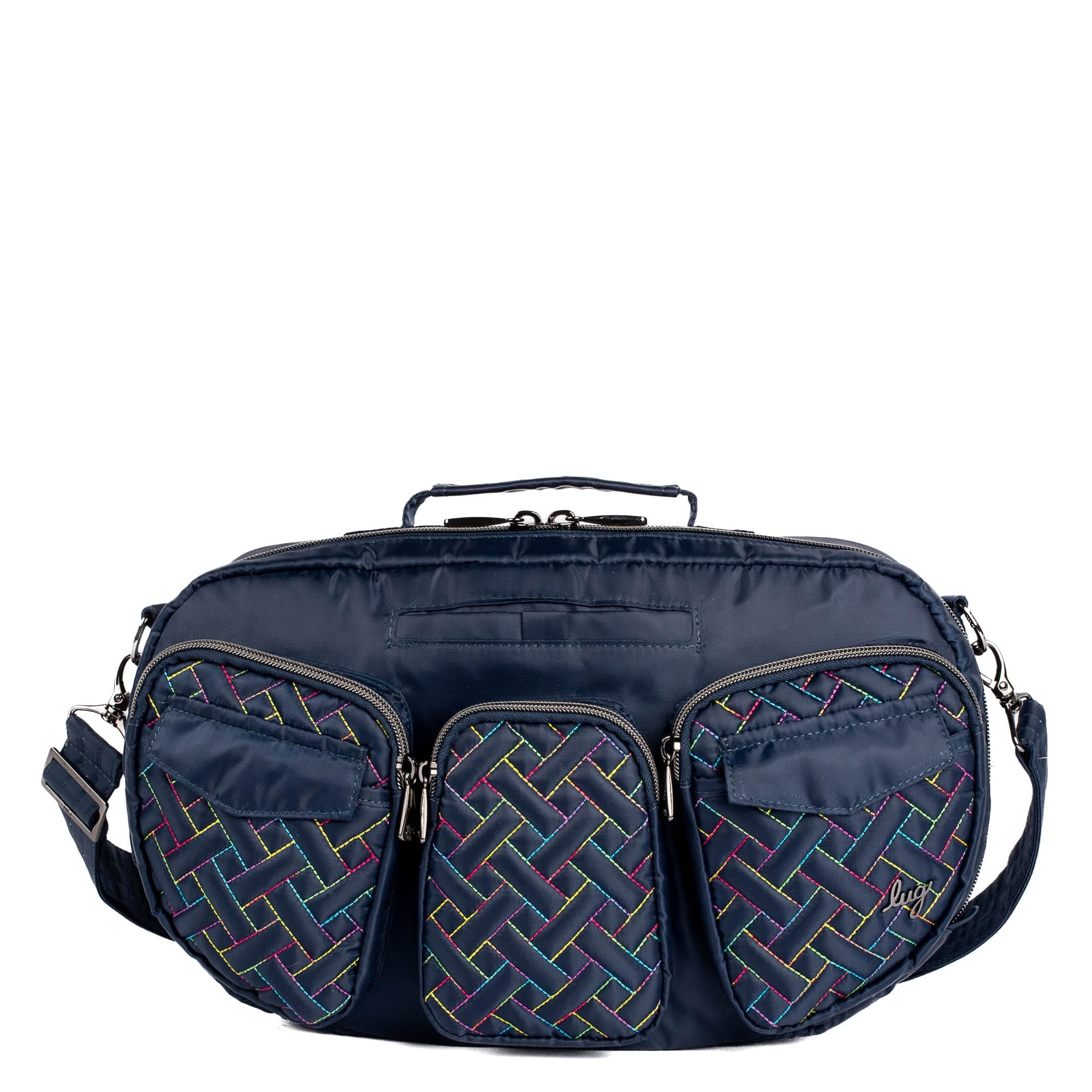 Railcar Crossbody Bag - INDIGO RAINBOW STITCH - Railcar_IndigoWithRainbow_01
