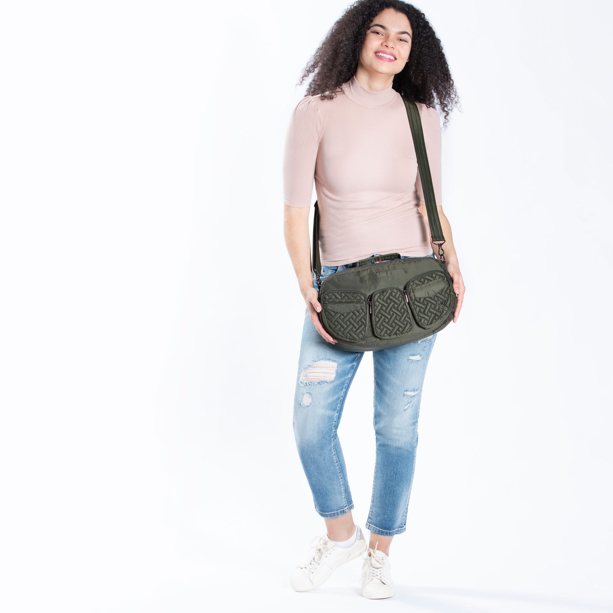 Railcar Crossbody Bag - OLIVE GREEN - Railcar_OliveGreen_Model