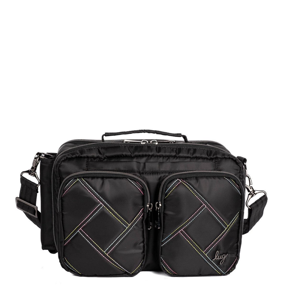 Rider Crossbody Bag - BLACK RAINBOW STITCH - Rider_BlackWithRainbow_01