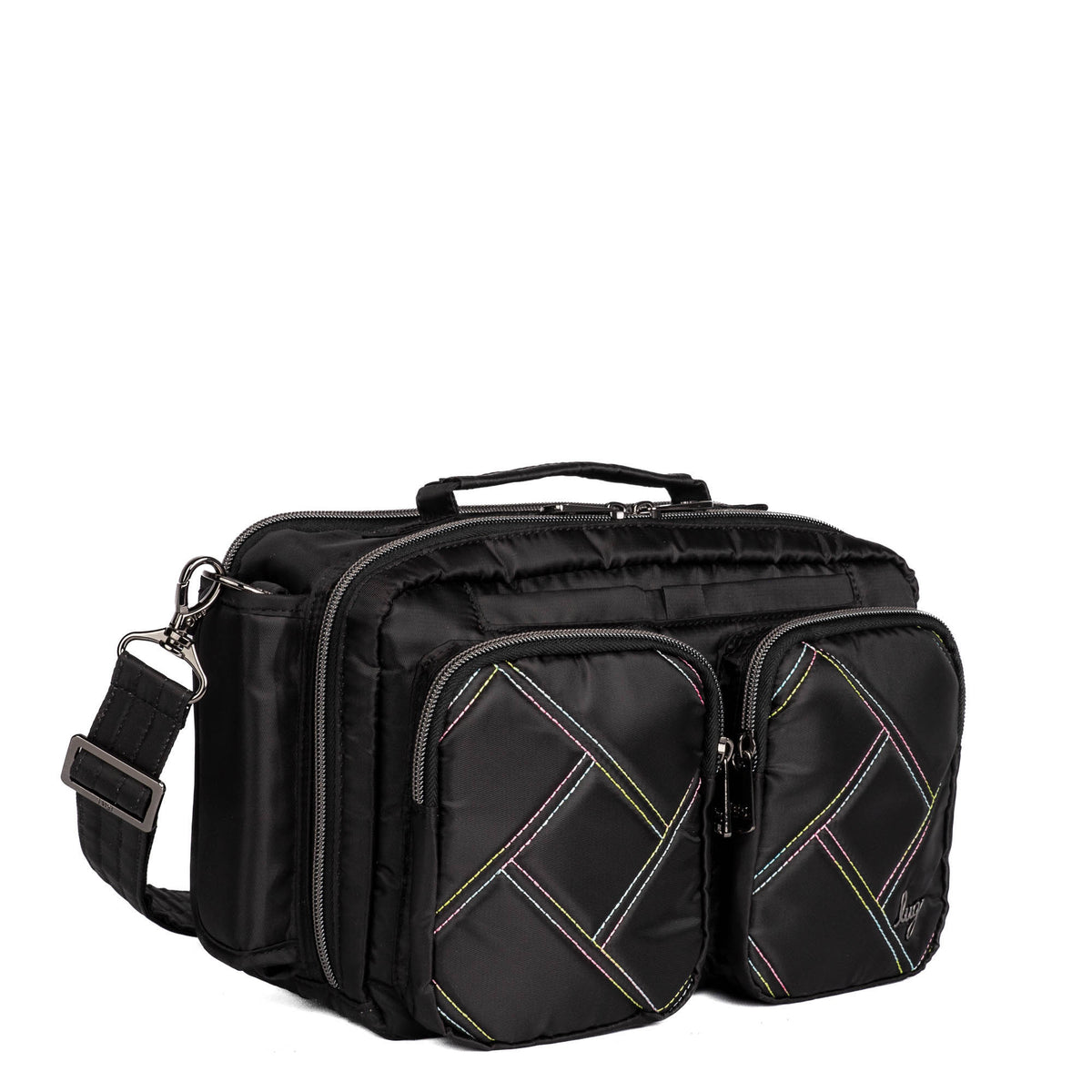Rider Crossbody Bag - BLACK RAINBOW STITCH - Rider_BlackWithRainbow_02