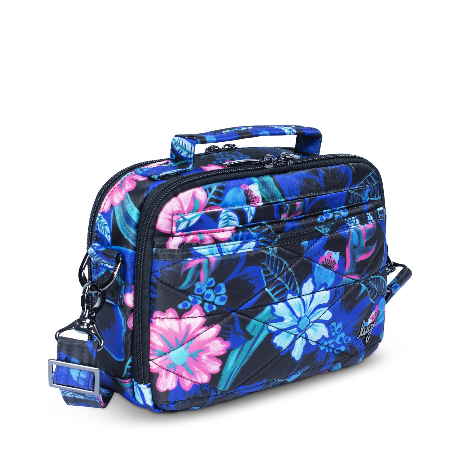 Lug Roundabout XL convertible wallet crossbody bag in Resort Black with adjustable strap and spacious interior.