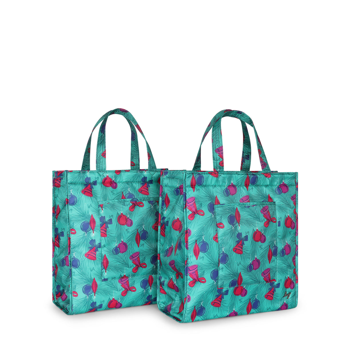 Runner 2pc Tote Bags - PINE ORNAMENTS TEAL - Runner2pc_PineOrnaments_02
