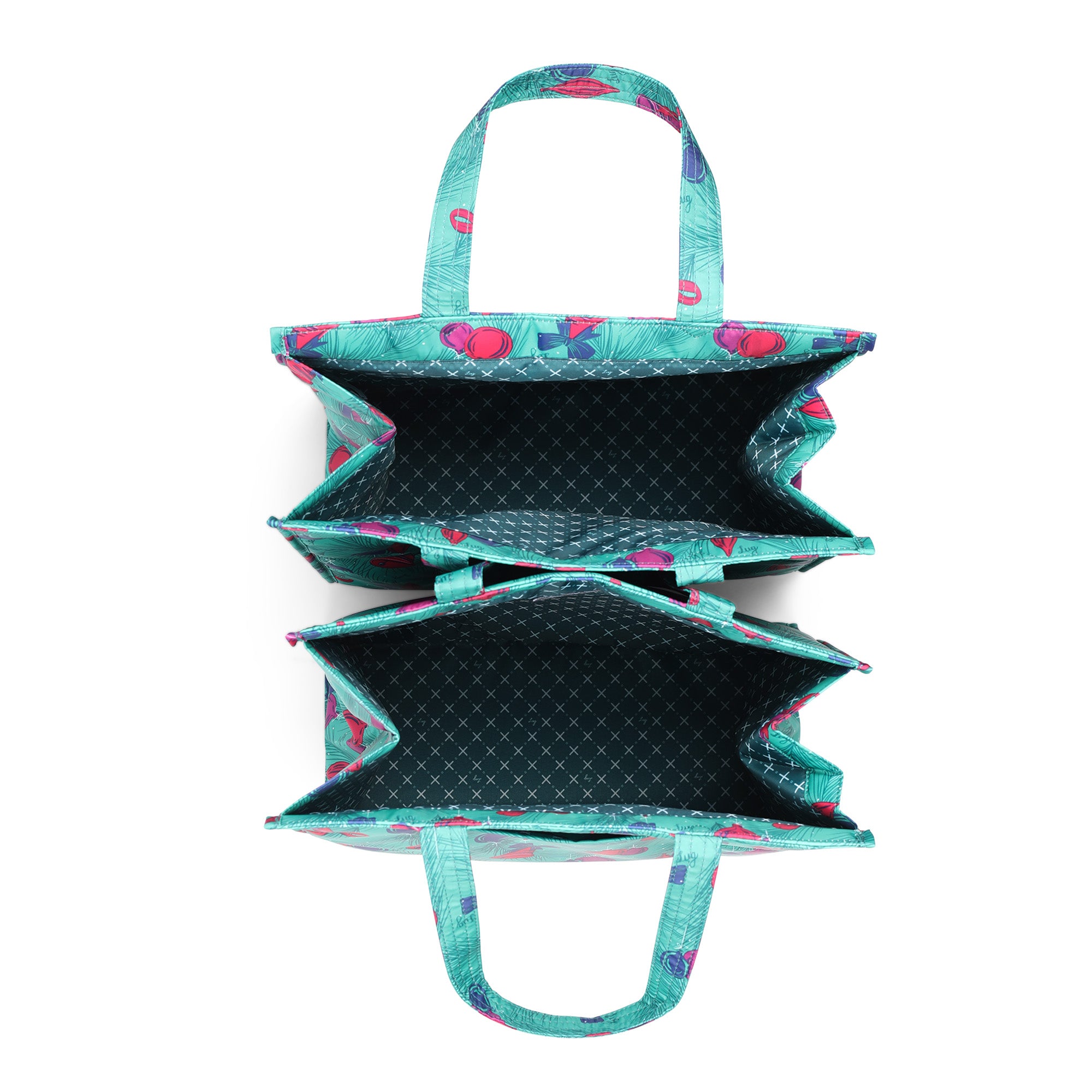 Runner 2pc Tote Bags - PINE ORNAMENTS TEAL - Runner2pc_PineOrnaments_05