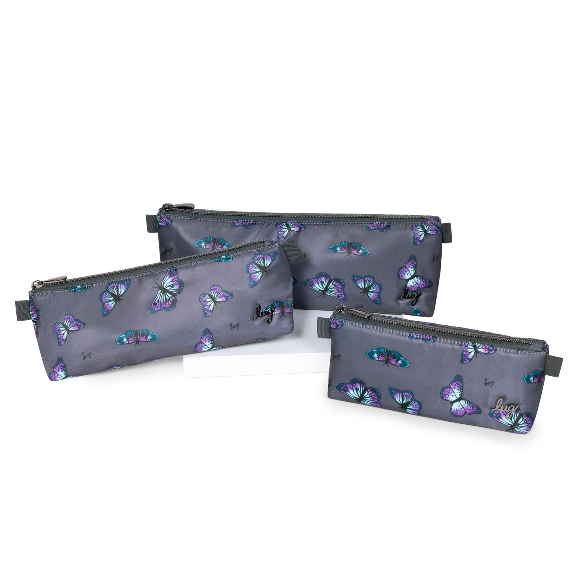 Schooner 3pc Storage Pouches - BUTTERFLY GREY - SchoonerPouch_ButterfleyGrey_01_01
