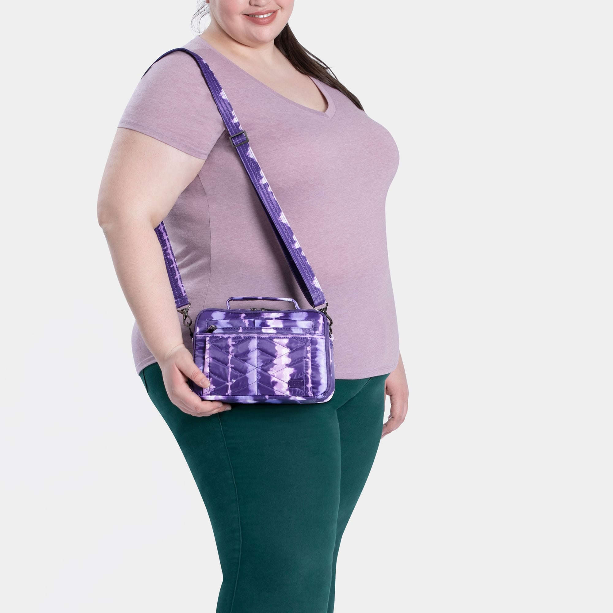 Scoop 2 Crossbody Bag - SHIBORI PURPLE - Scoop2_ShiboriPurple_Model