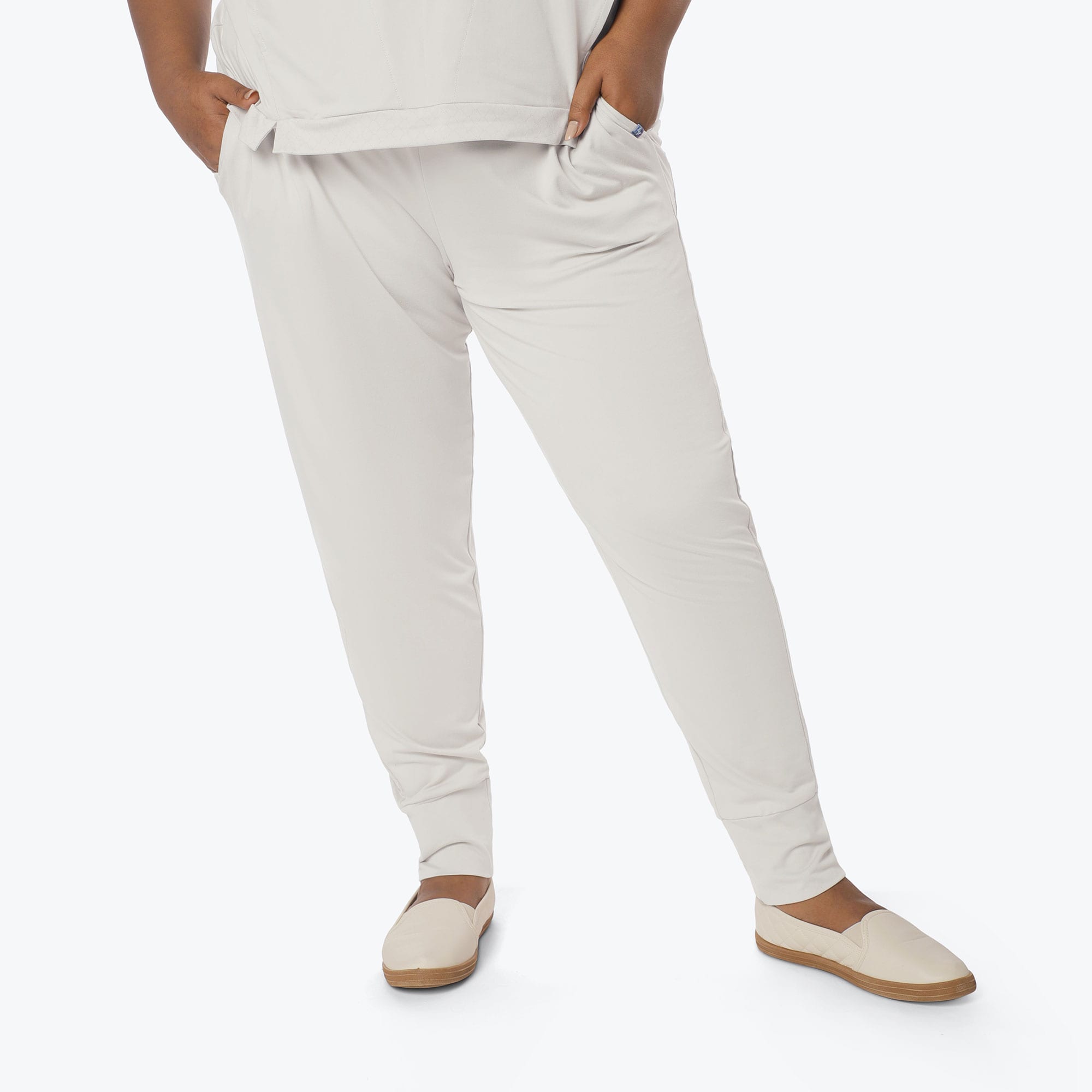 Scoop Foldover Jogger Pants - PEBBLE - Scoop_Bottom_Pebble_XL_01a